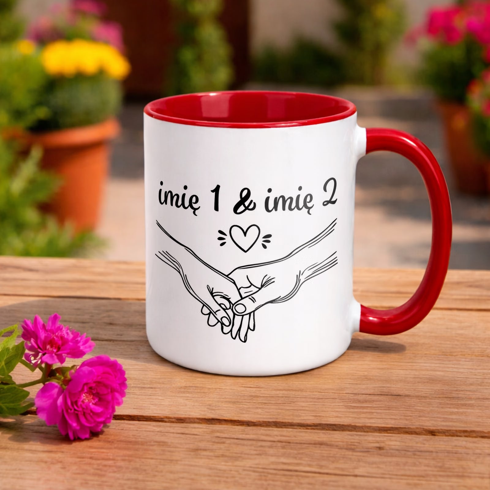 Kubek Czerwony Personalizowany Serce Walentynki Prezent Upominek