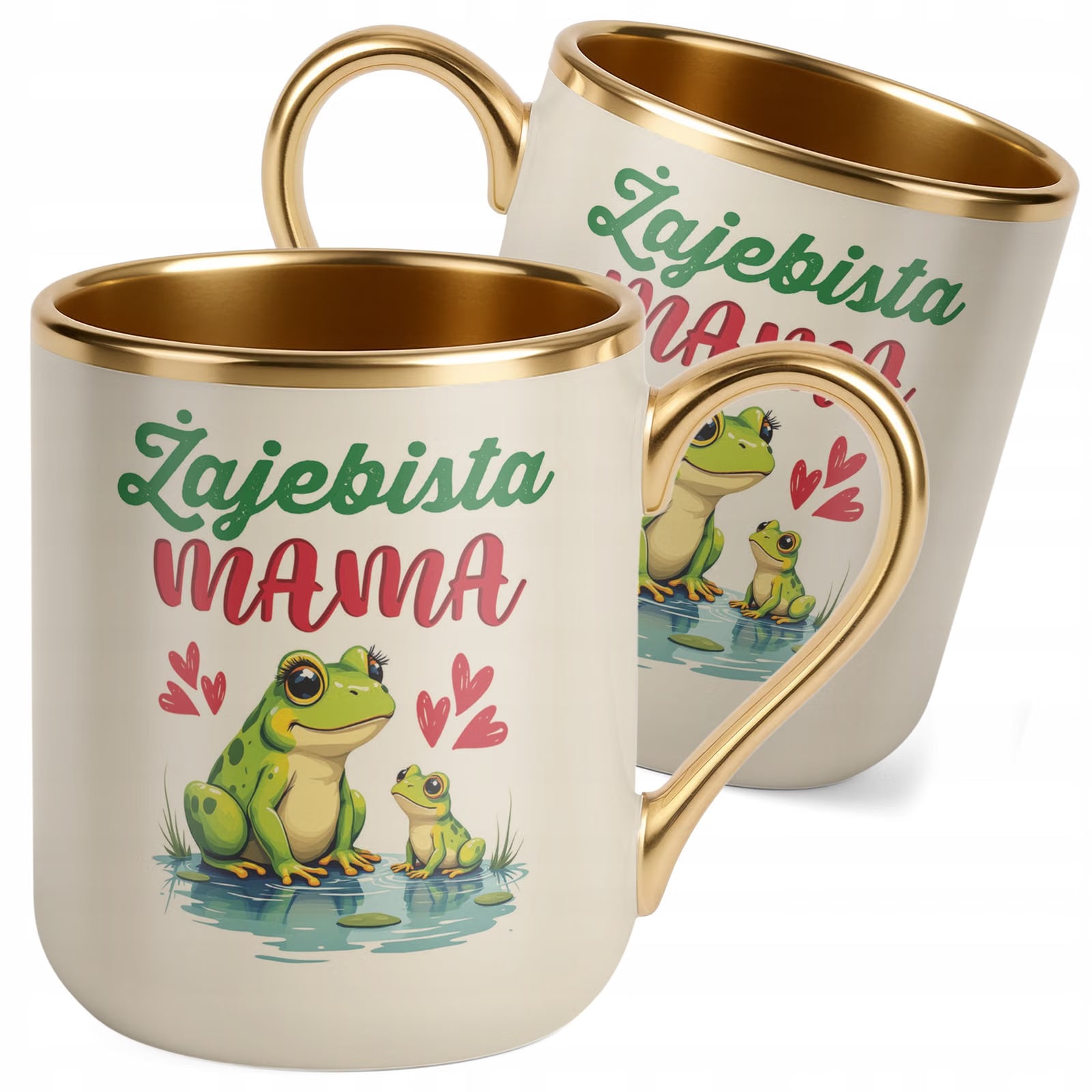 Kubek Premium Złoty Ecru Dzień Matki Prezent Upominek Żajebista Mama