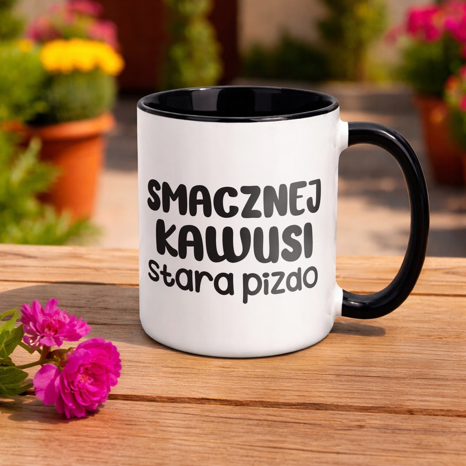 Kubek Czarny Smacznej Kawus Stara Piz*o Śmieszny Zabawny Prezent