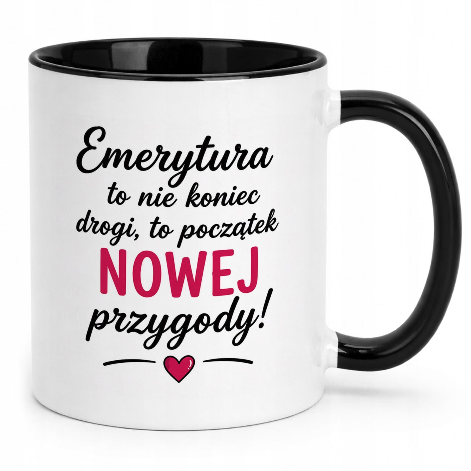 Kubek Czarny z nadrukiem Emerytura Dla Emerytki Upominek Prezent