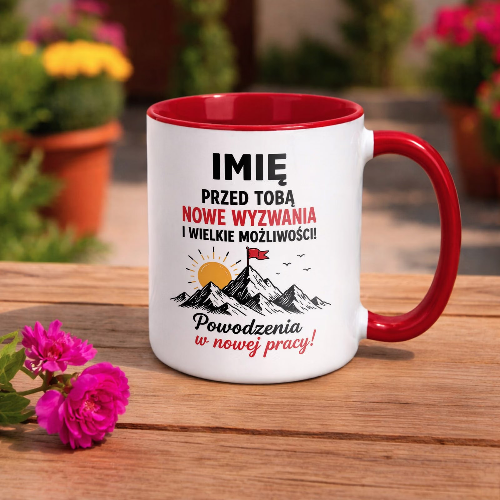 Kubek Czerwony Personalizowany z Nadrukiem Pożegnanie Odejście z Pracy