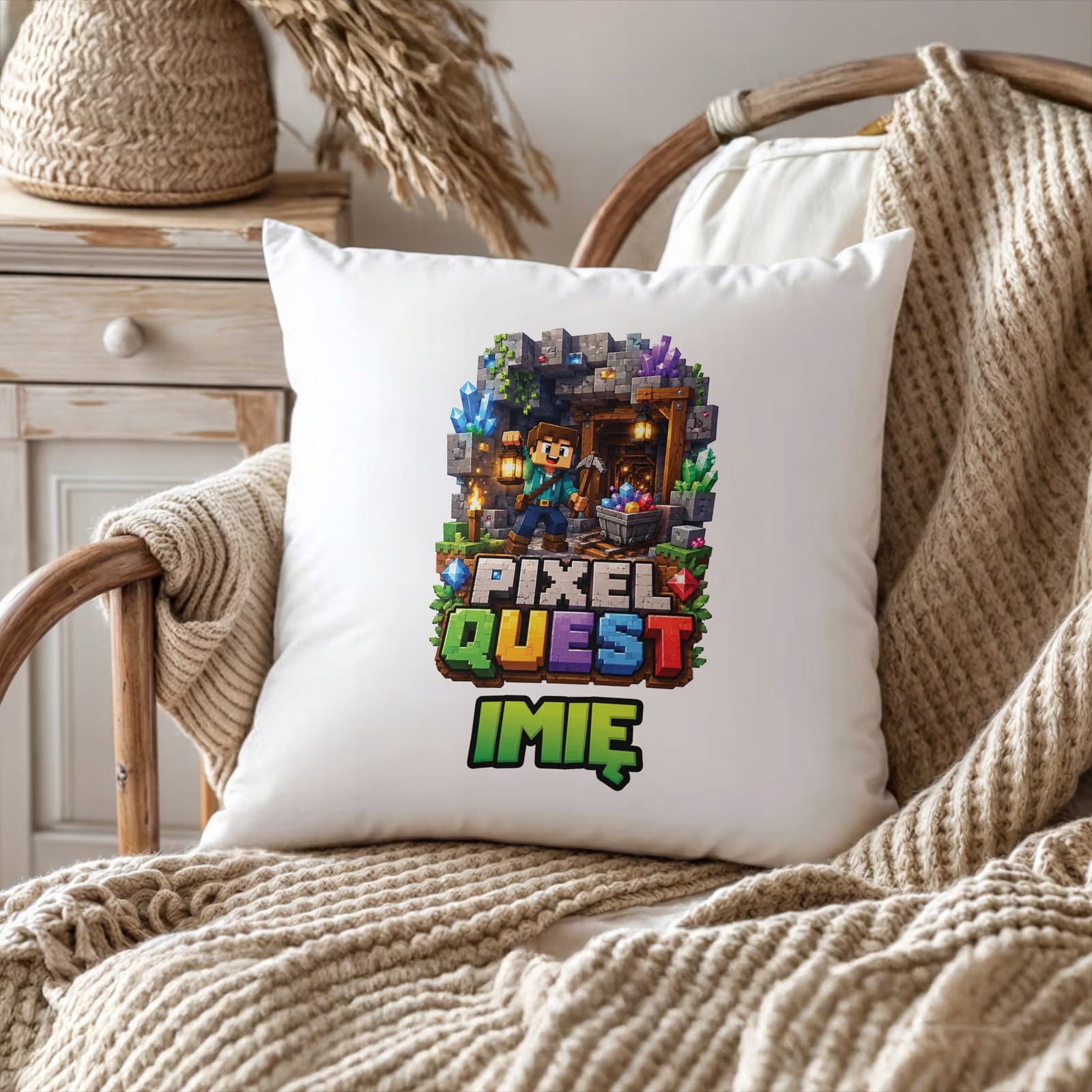 Poduszka Jasiek Personalizowana z nadrukiem 38x38cm PIXEL Gra Prezent