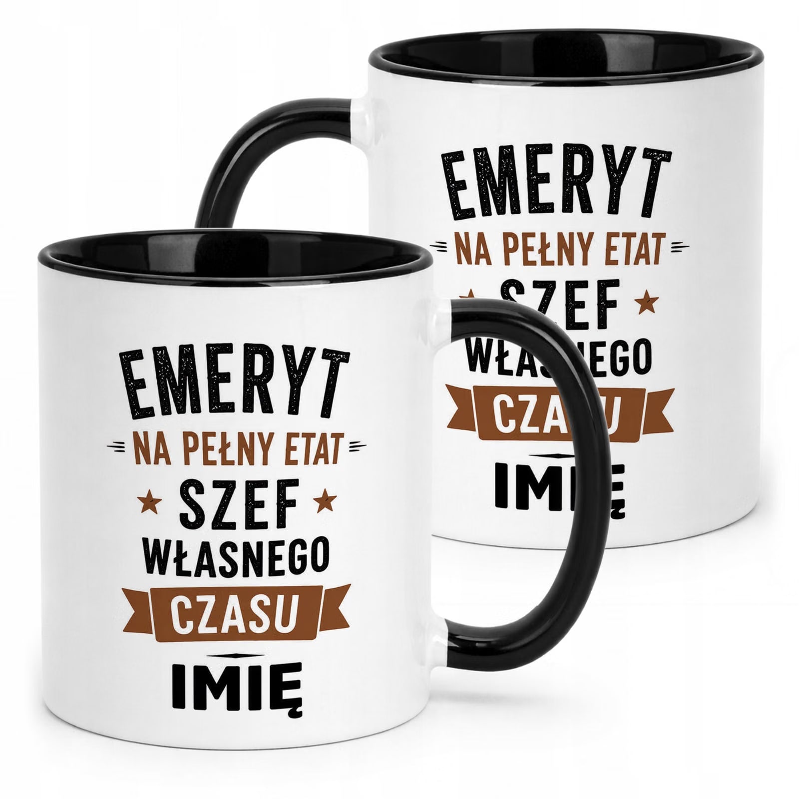 Kubek Czarny Personalizowany z Nadrukiem Emerytura Dla Emeryta Prezent