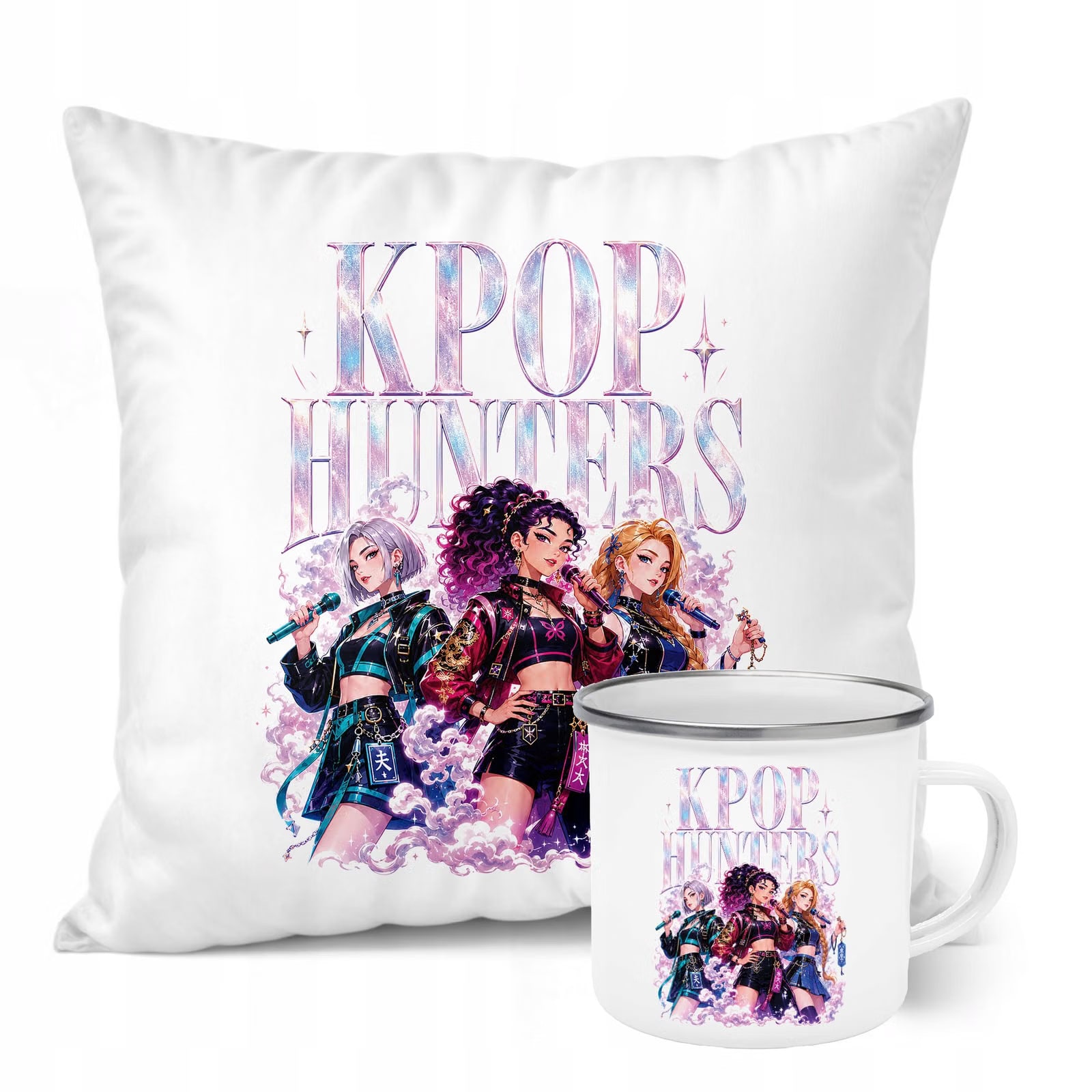 Zestaw Kubek Emaliowany Poduszka Z Nadrukiem ŁOWCZYNIE KPOP Prezent
