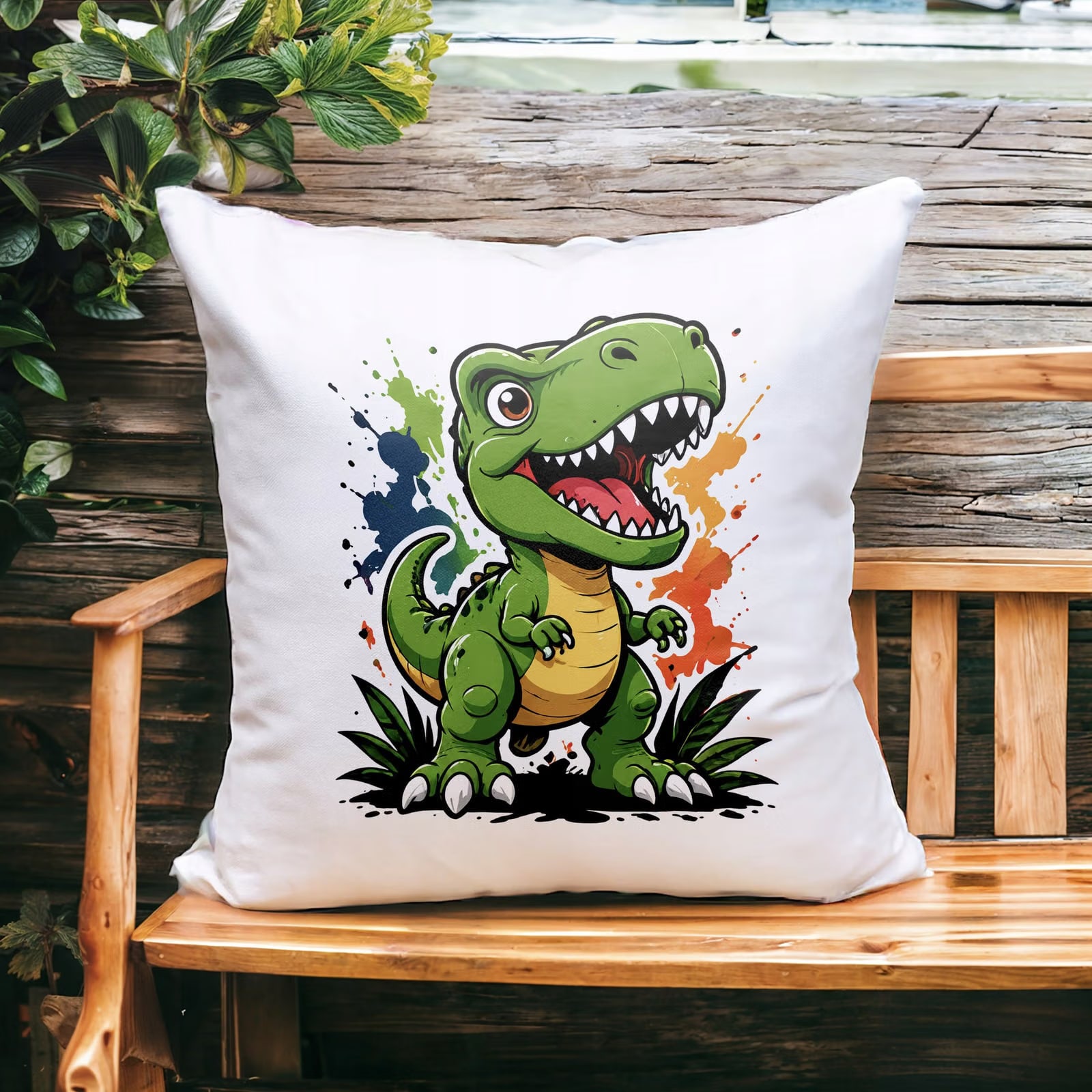 Poduszka Jasiek z nadrukiem 38x38cm dinozaur Dla Dzieci Prezent