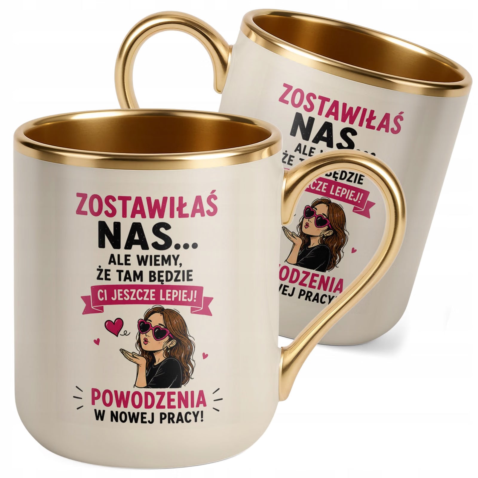 Kubek z nadrukiem Premium Złoty Ecru Pożegnanie Odejście z Pracy