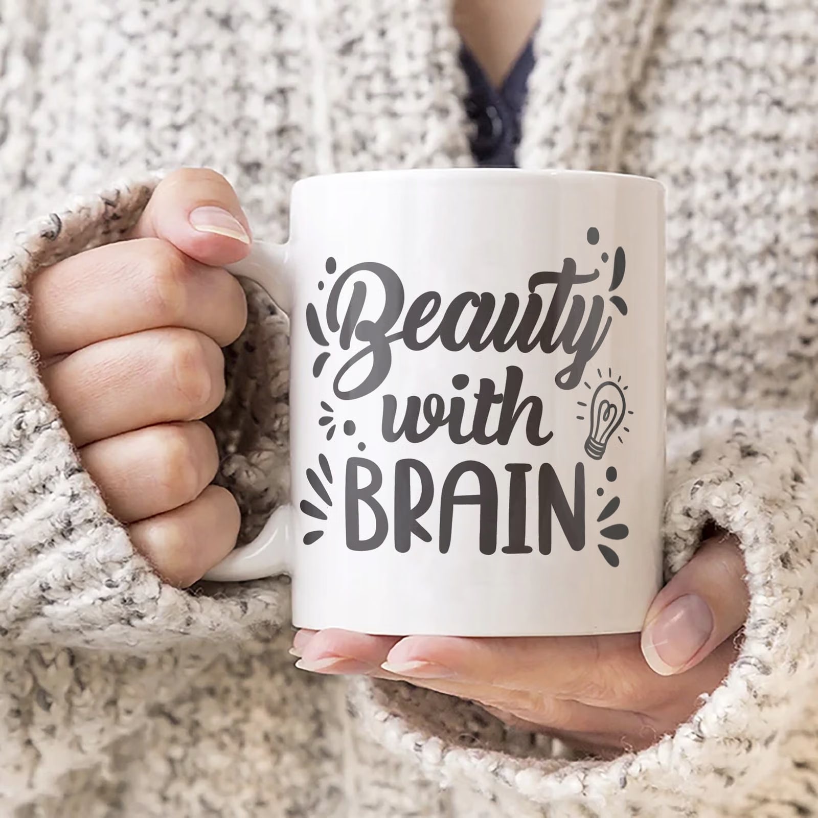 Zestaw Kubek + Torba Dzień Kobiet Prezent Upominek Beauty with Brain