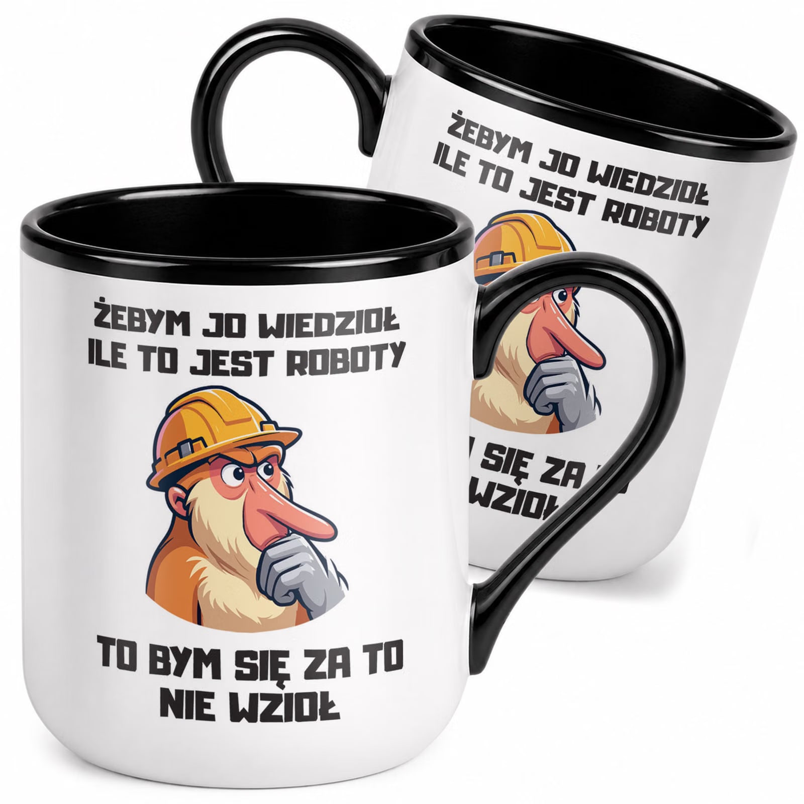 Kubek z nadrukiem Premium Czarny Janusz Nosacz Żebym Ja Wiedział Prezent