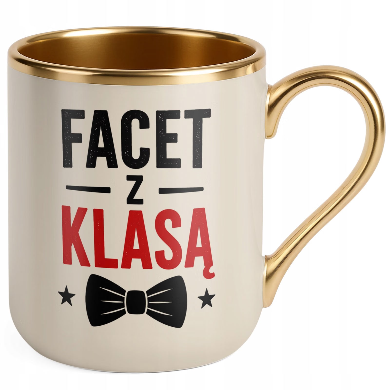 Kubek z nadrukiem Premium Złoty Ecru Dzień Chłopaka Mężczyzny Prezent