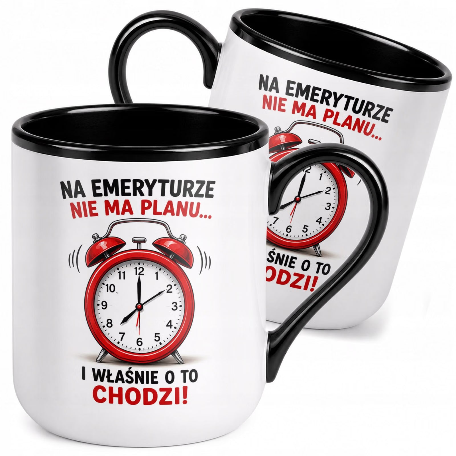 Kubek z nadrukiem Premium Czarny Emerytura Dla Emeryta Upominek Prezent