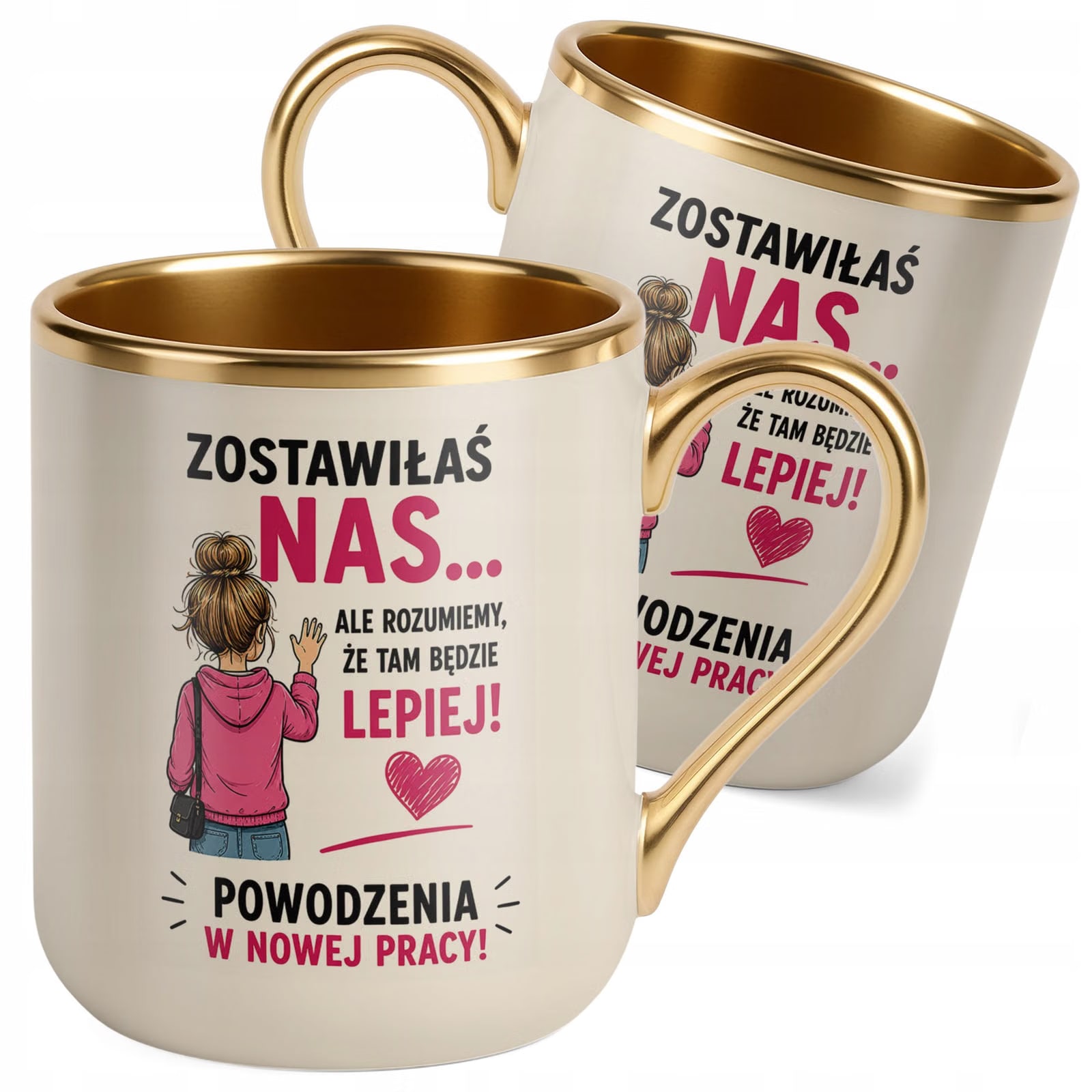Kubek z nadrukiem Premium Złoty Ecru Pożegnanie Odejście z Pracy