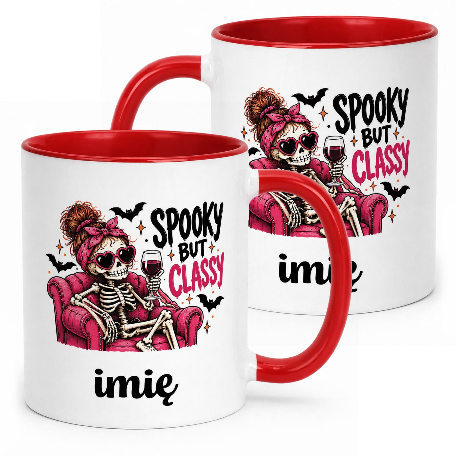 Kubek Czerwony Personalizowany z Nadrukiem Halloween Jesień Prezent