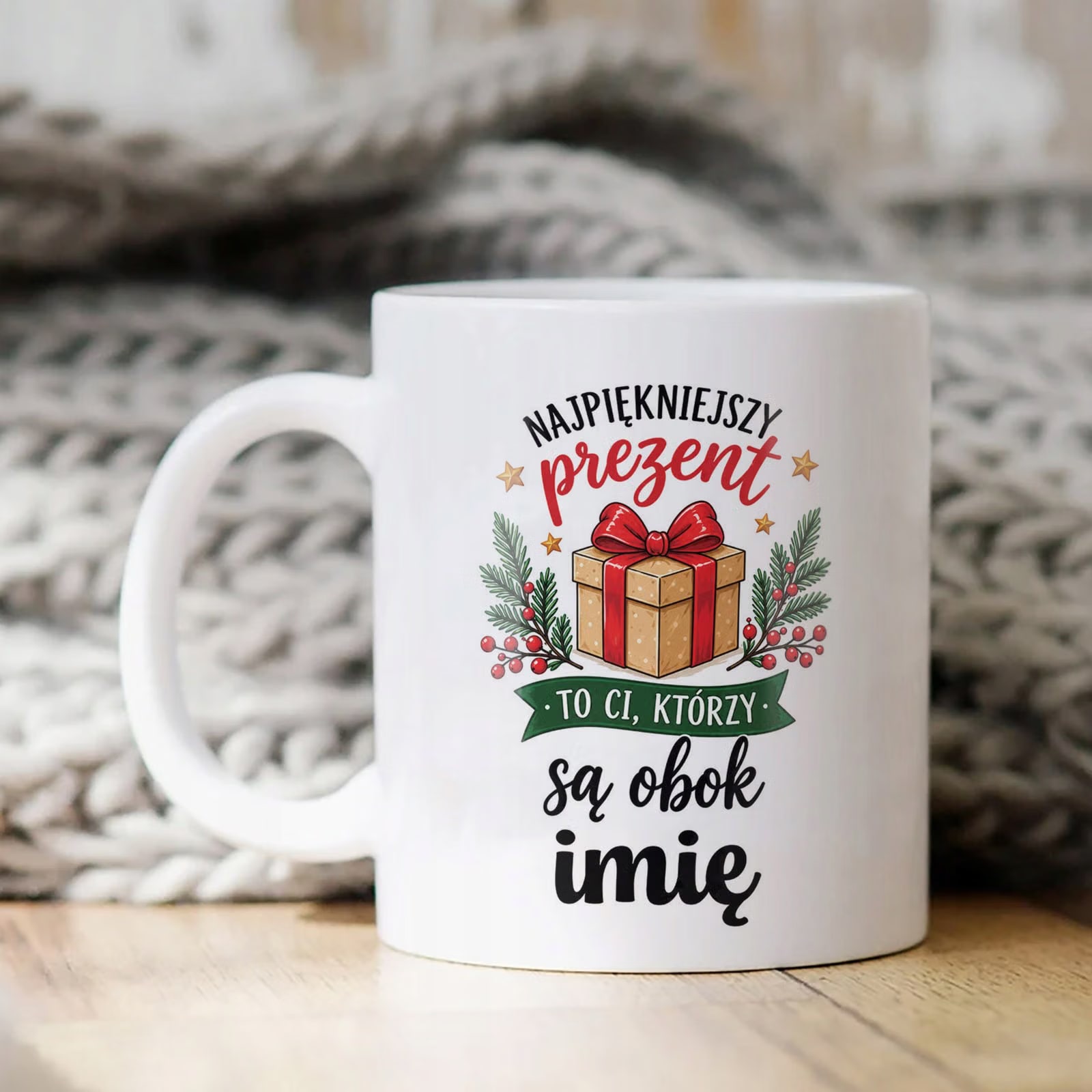 Kubek Biały Personalizowany z Nadrukiem Boże Narodzenie Święta Prezent