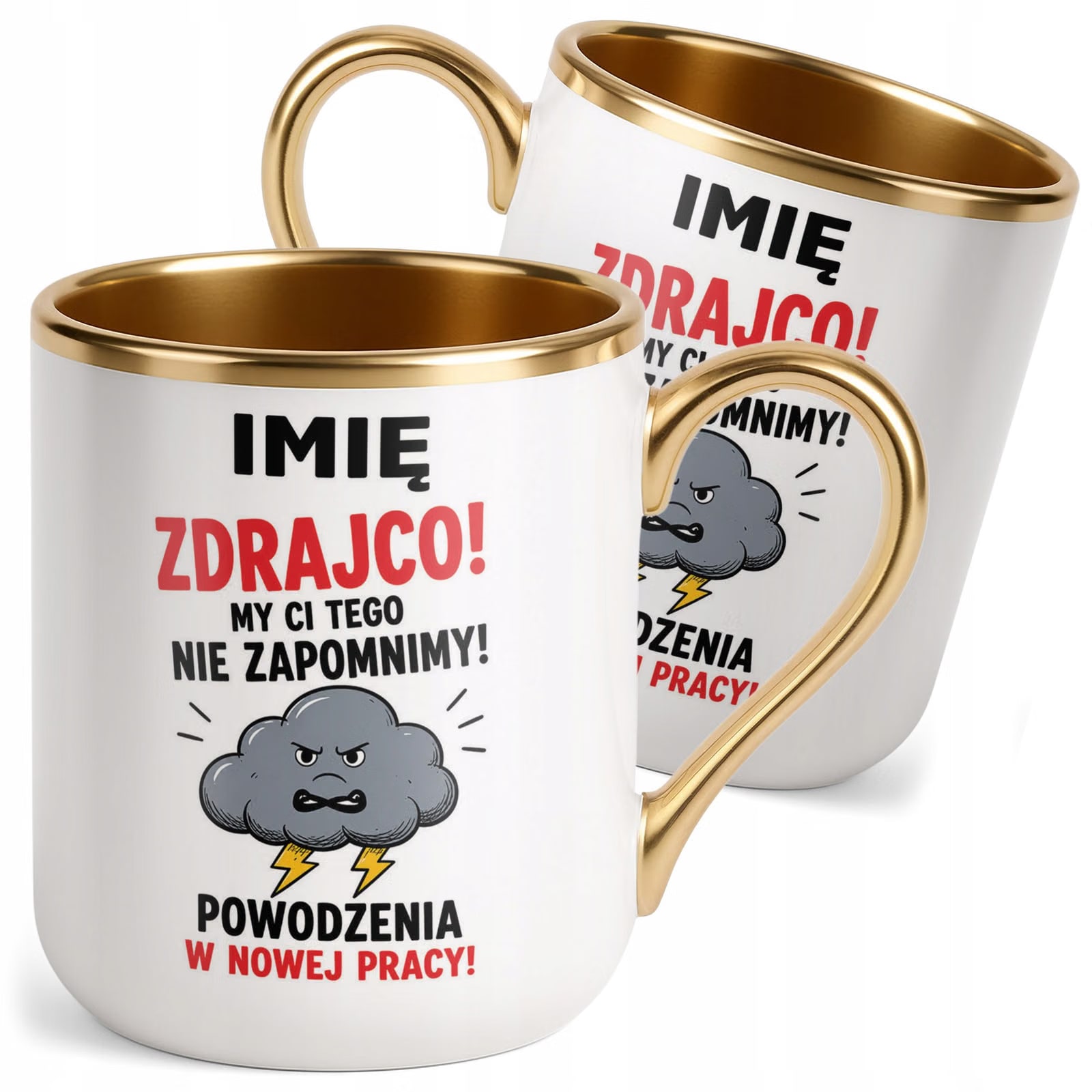 Kubek Personalizowany z nadrukiem Premium Złoty Odejście z Pracy