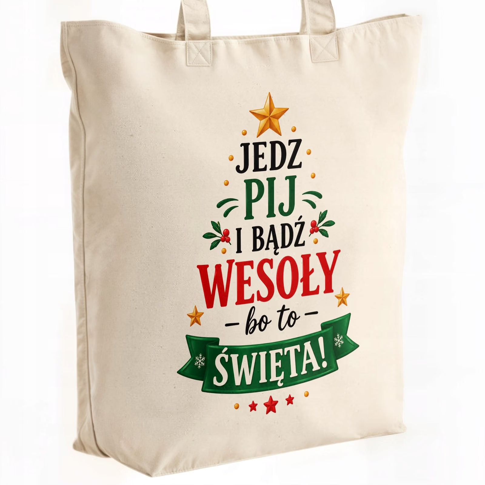 Torba shopper bawełniana premium święta boże narodzenie z nadrukiem