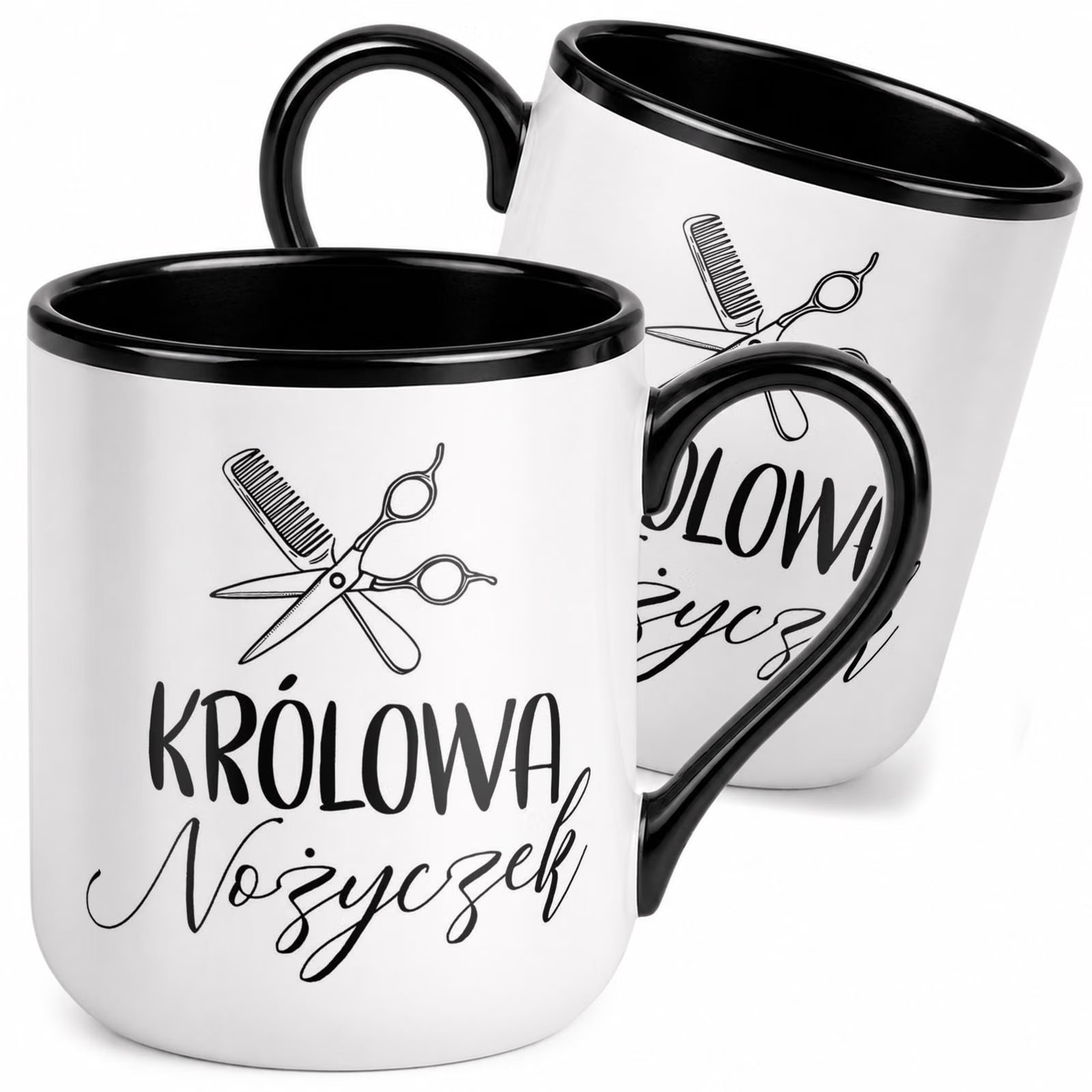 Kubek z nadrukiem Premium Czarny Dzień Kobiet Królowa Nożyczek Prezent