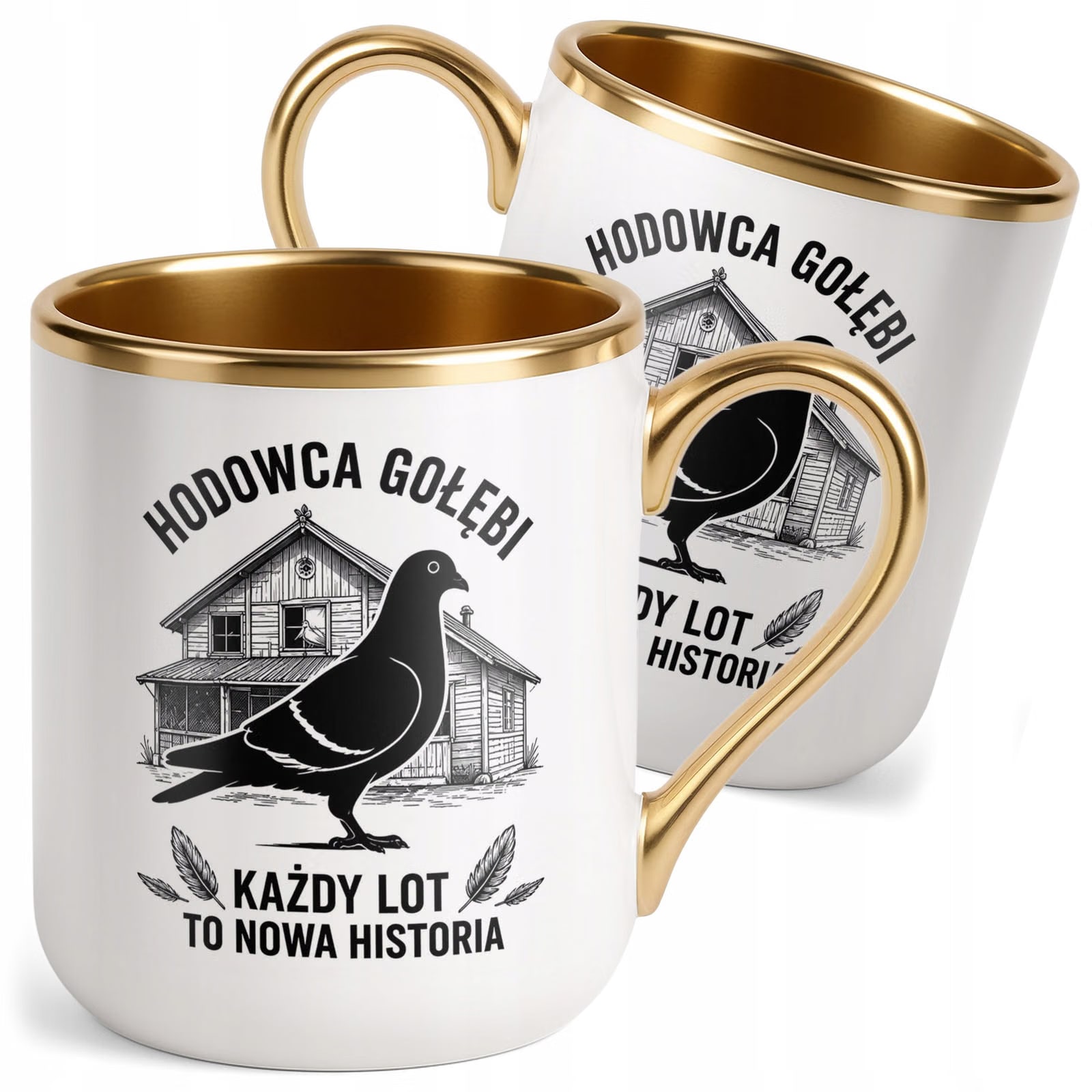 Kubek z nadrukiem Premium Złoty Dla Gołębiarza Hodowcy Gołębi Prezent