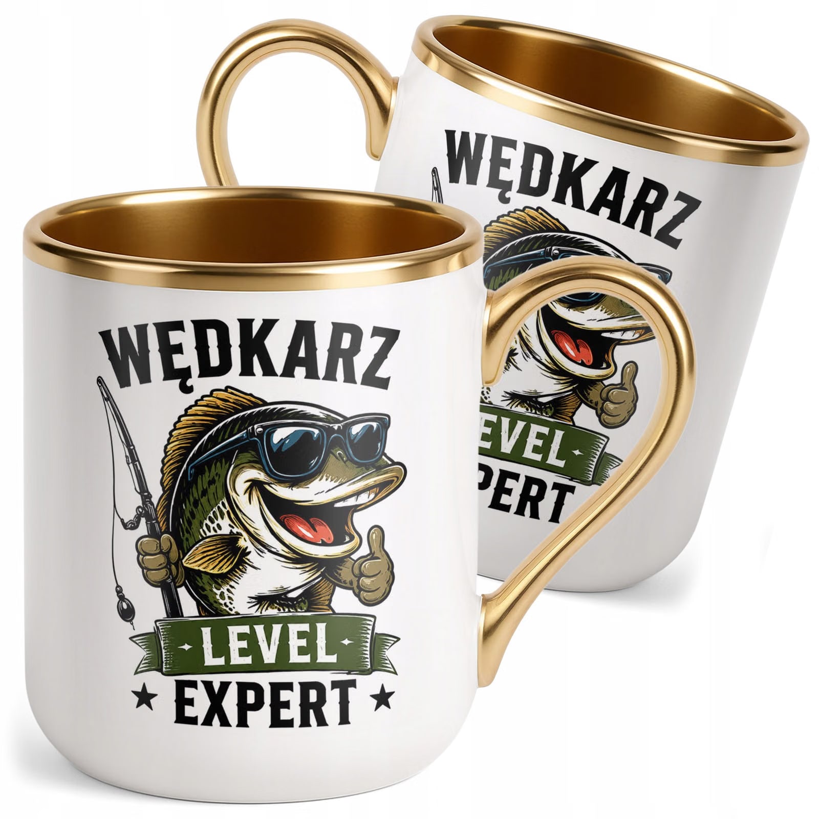Kubek z nadrukiem Premium Złoty Dla Wędkarza Rybaka Prezent