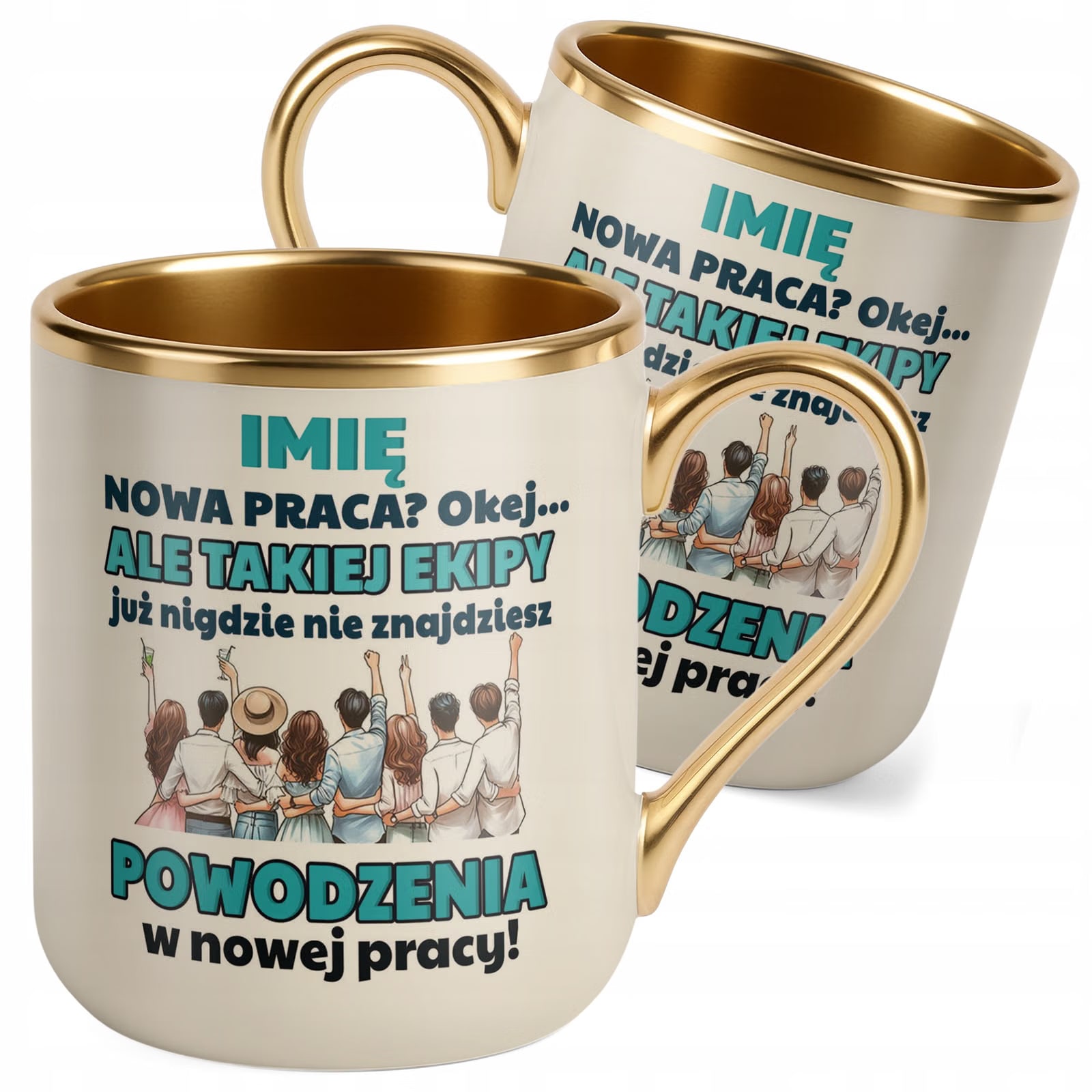 Kubek Premium Złoty Ecru Personalizowany Pożeganie Odejście z Pracy