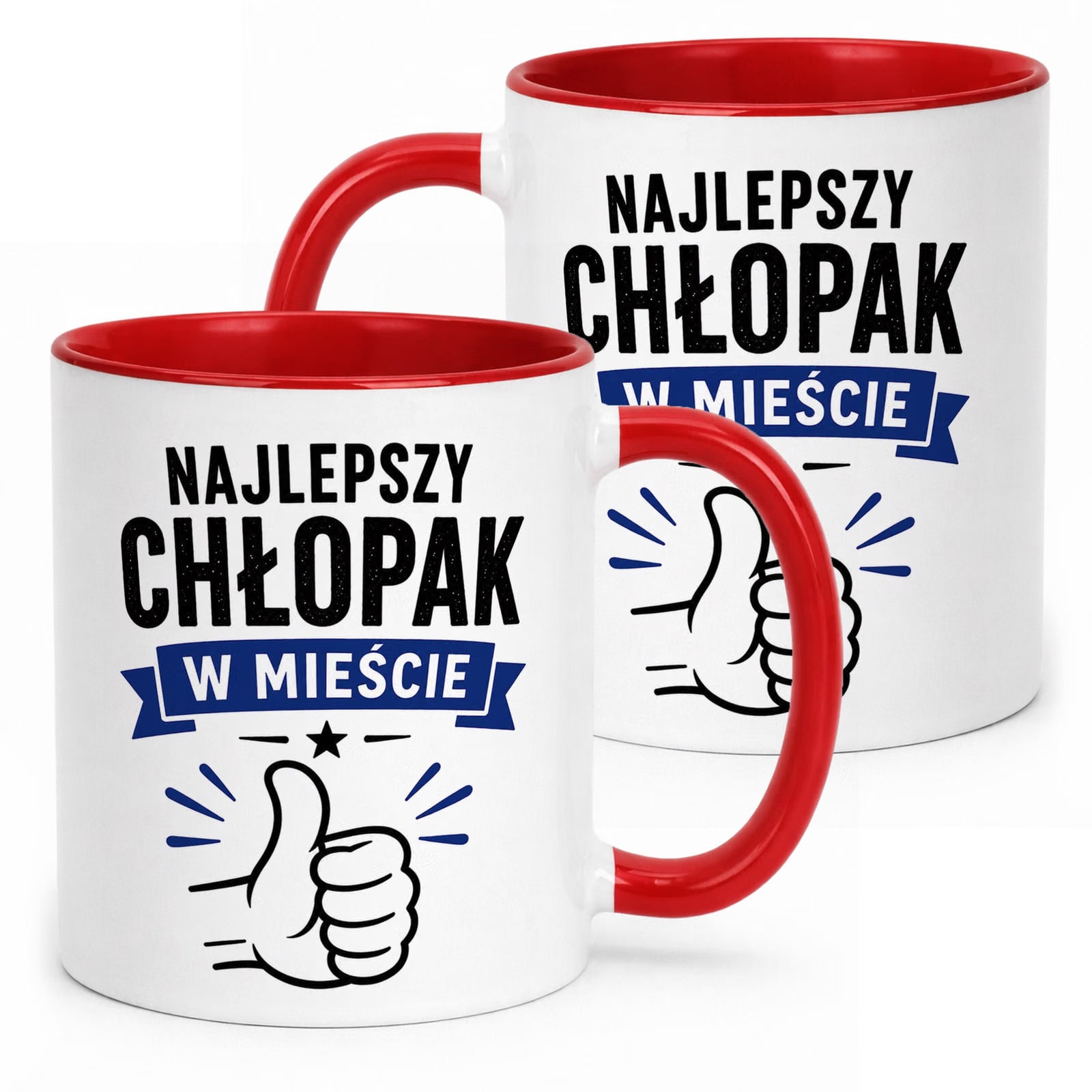 Czerwony Kubek z nadrukiem Dzień Chłopaka Mężczyzny Upominek Prezent