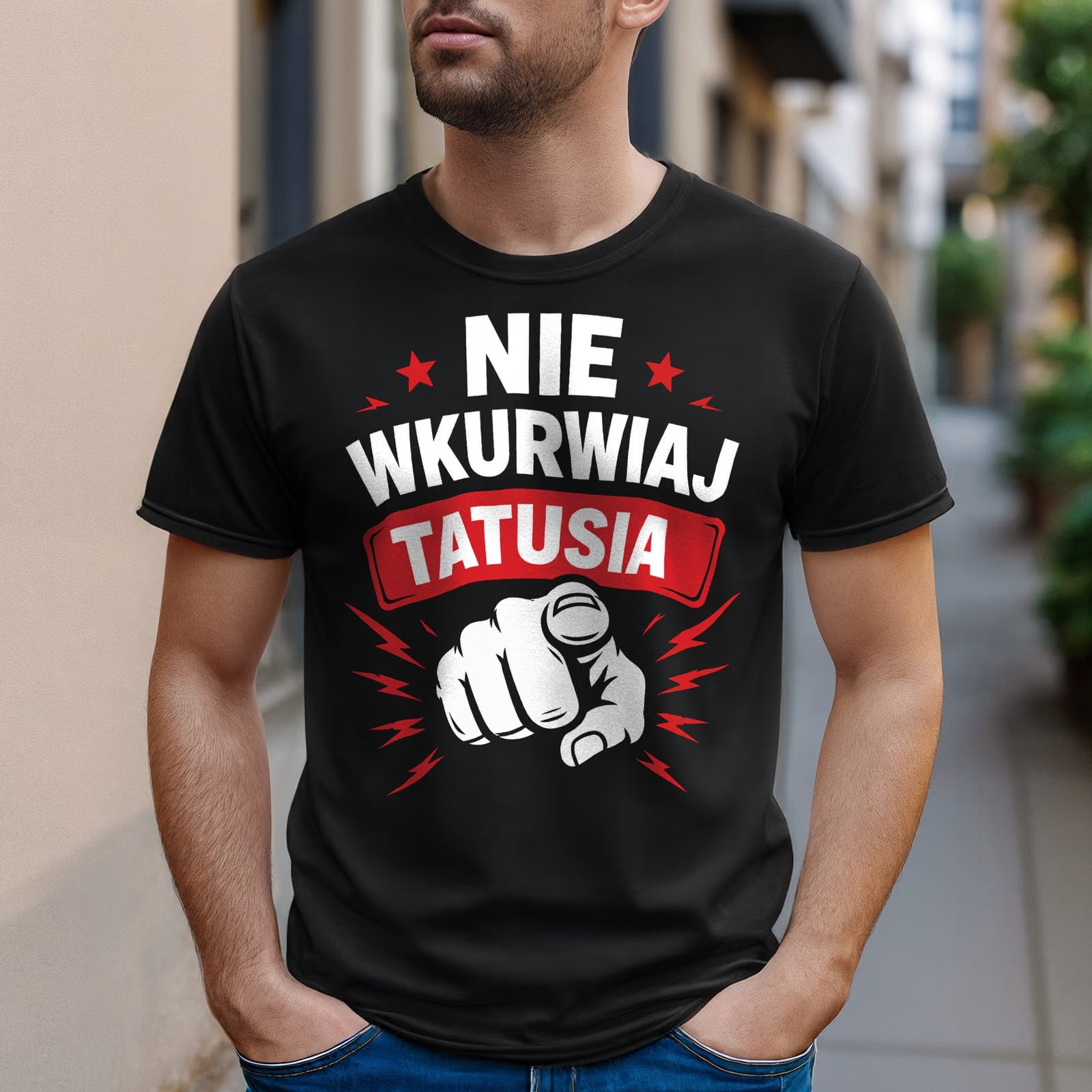 Koszulka czarna męska prezent dla tatusia na Dzień Ojca upominek r. 3XL
