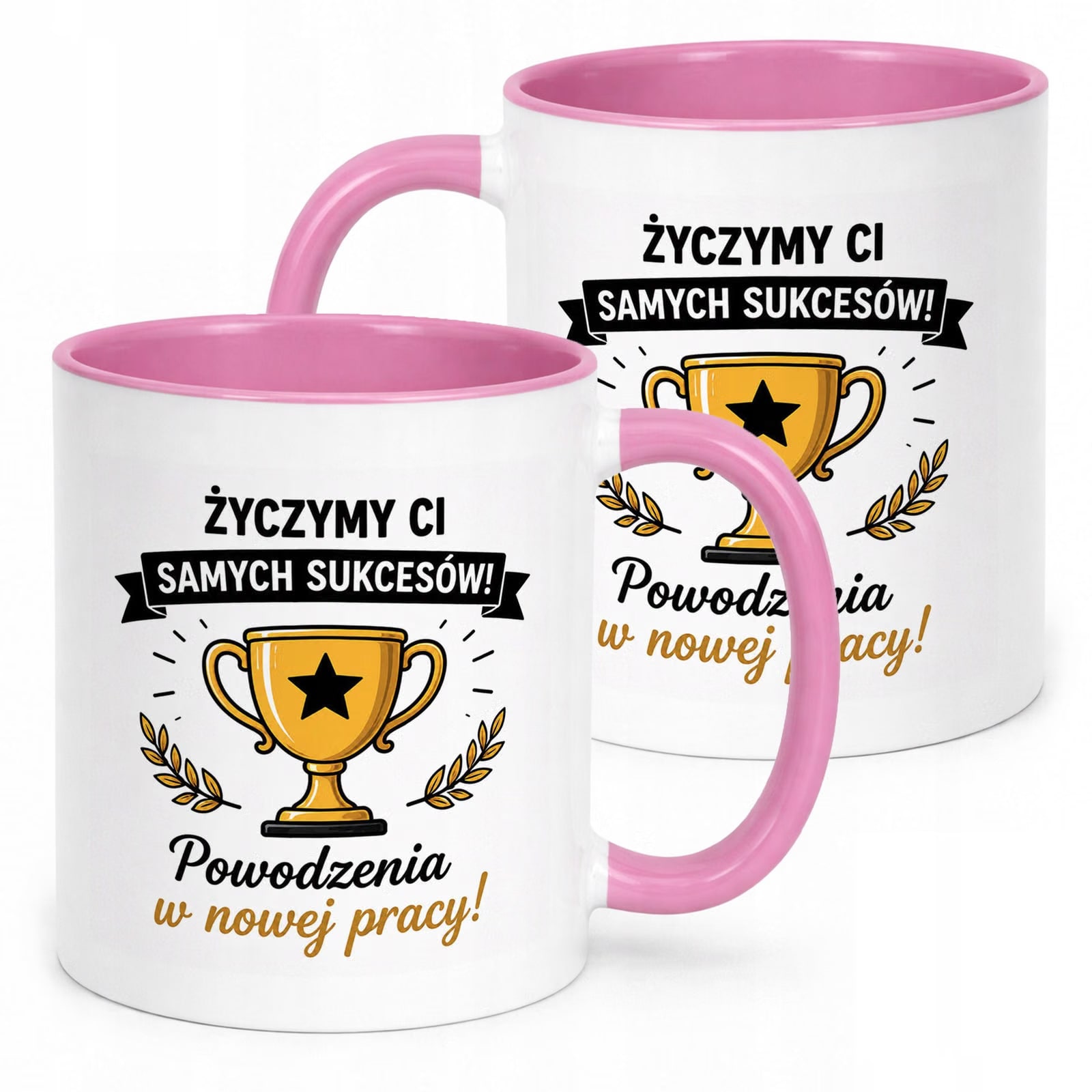 Kubek Różowy z nadrukiem Pożegnanie Odejście z Pracy Upominek Prezent