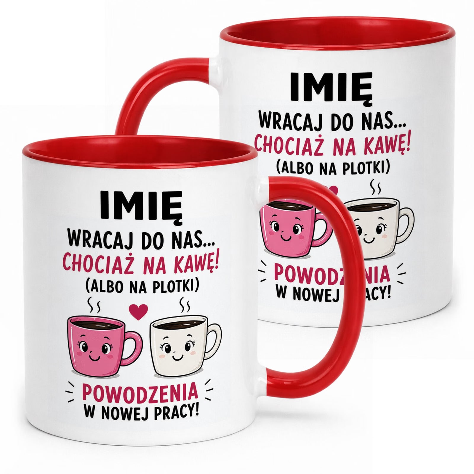 Kubek Czerwony Personalizowany z Nadrukiem Pożegnanie Odejście z Pracy
