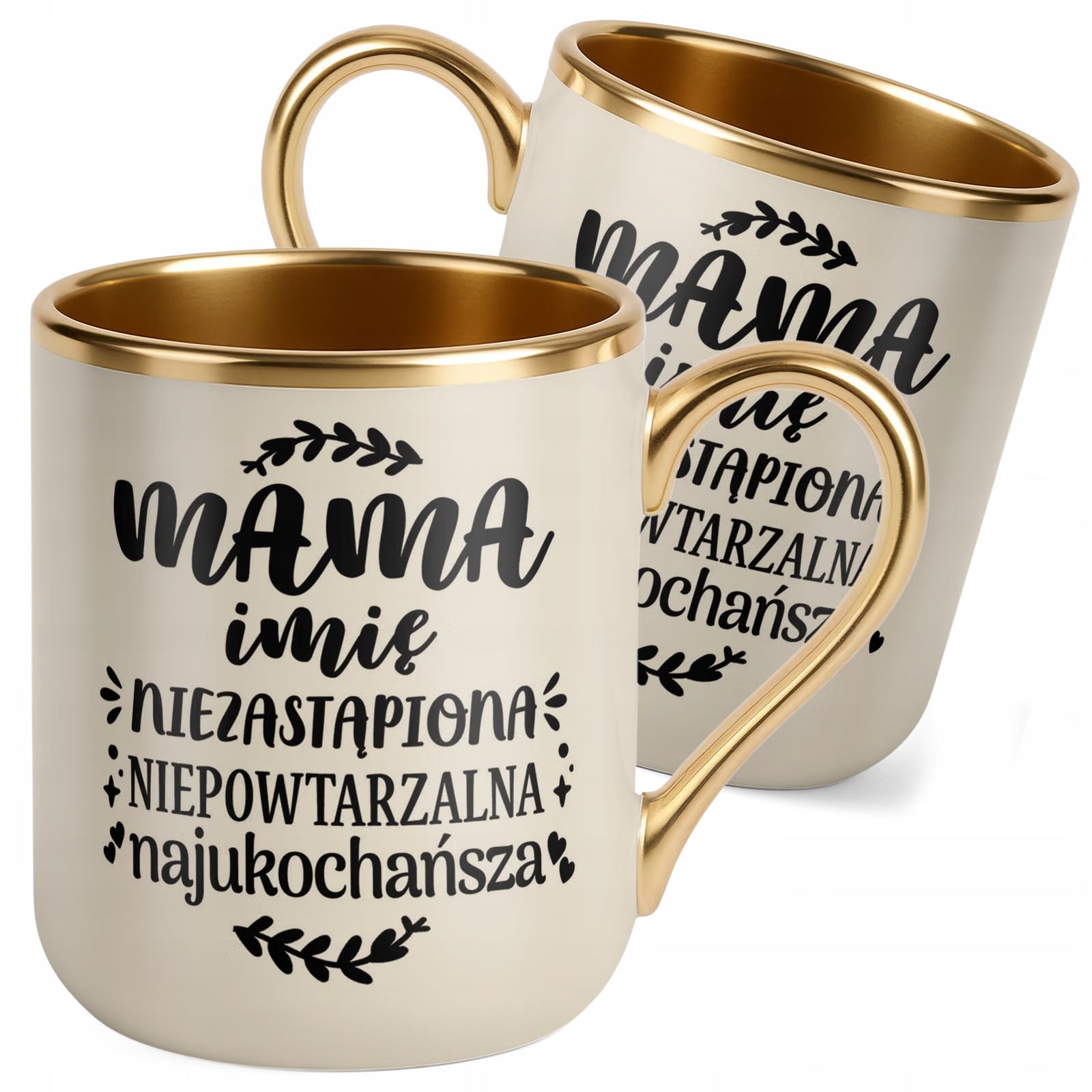 Kubek Premium Złoty Ecru Personalizowany Dzień Matki Dla Mamy
