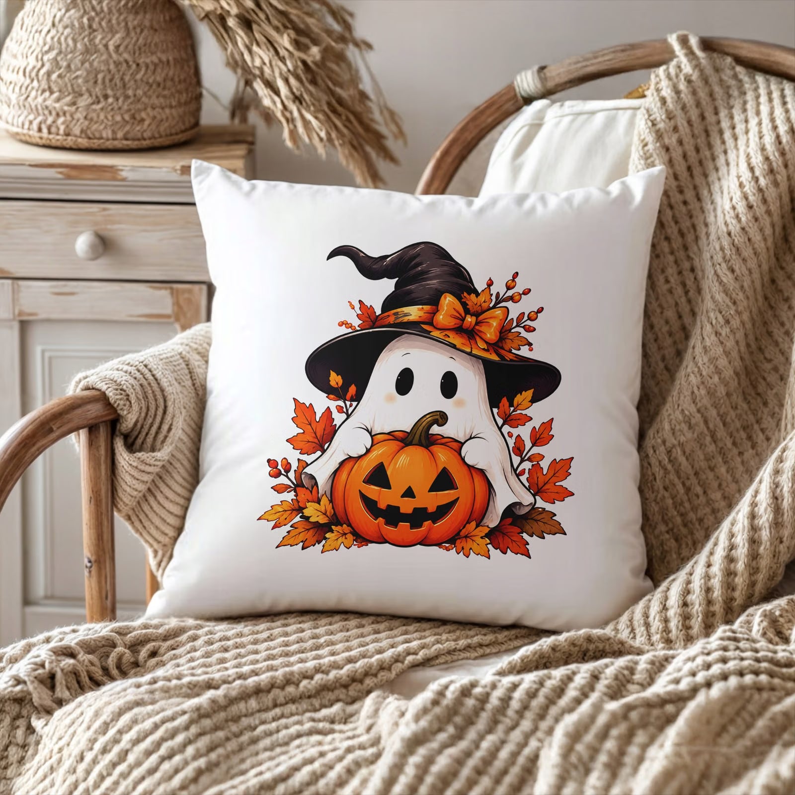 Poduszka Jasiek 38x38cm z Nadrukiem Halloween Jesień Prezent Upominek