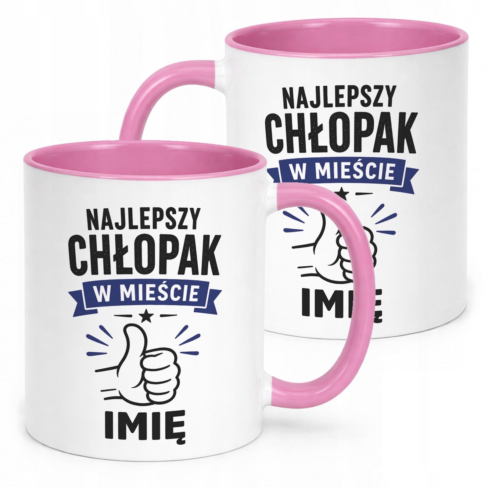 Różowy Kubek personalizowany z nadrukiem Dzień Chłopaka Mężczyzny Prezent