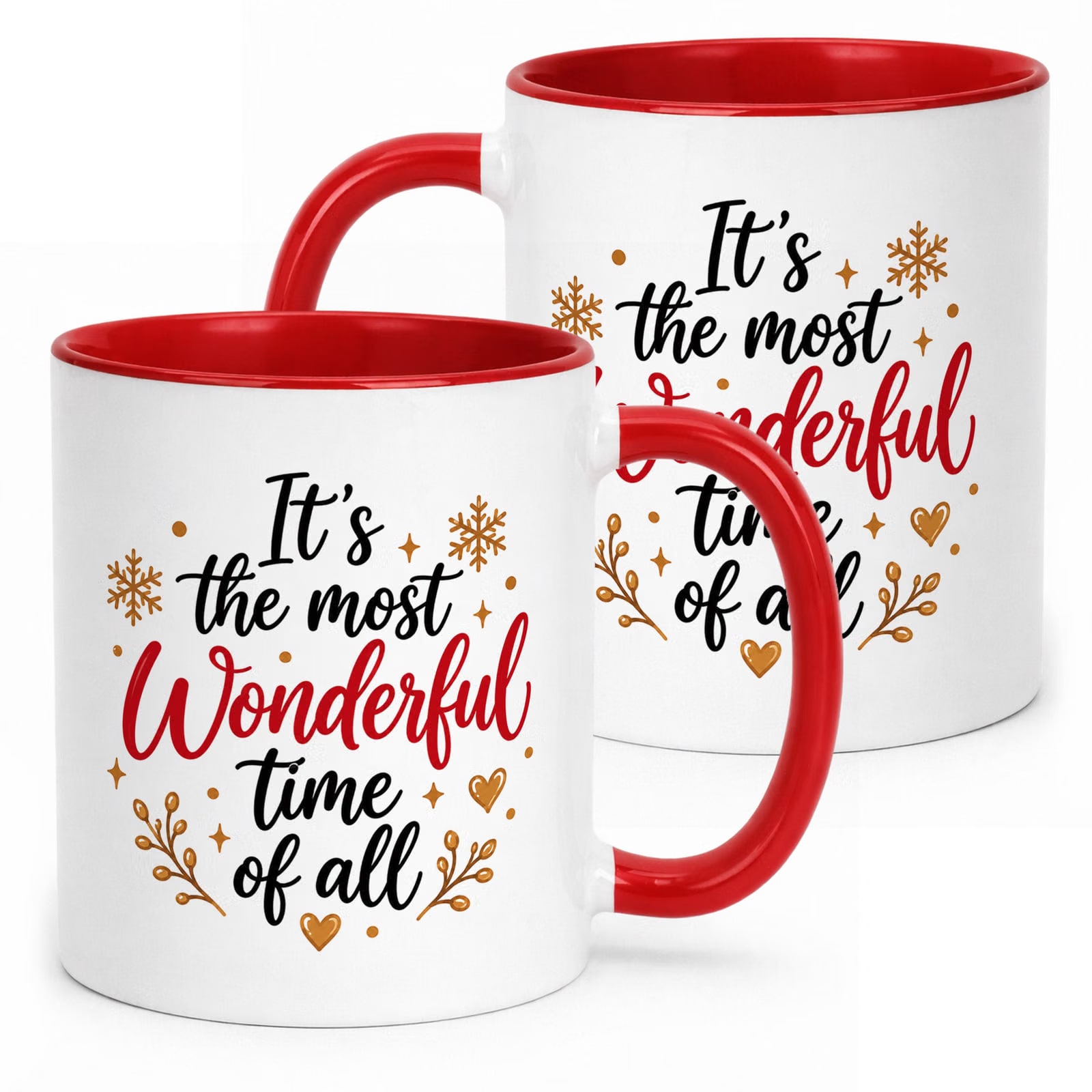 Kubek Czerwony z Nadrukiem Boże Narodzenie The Most Wonderful Time Prezent