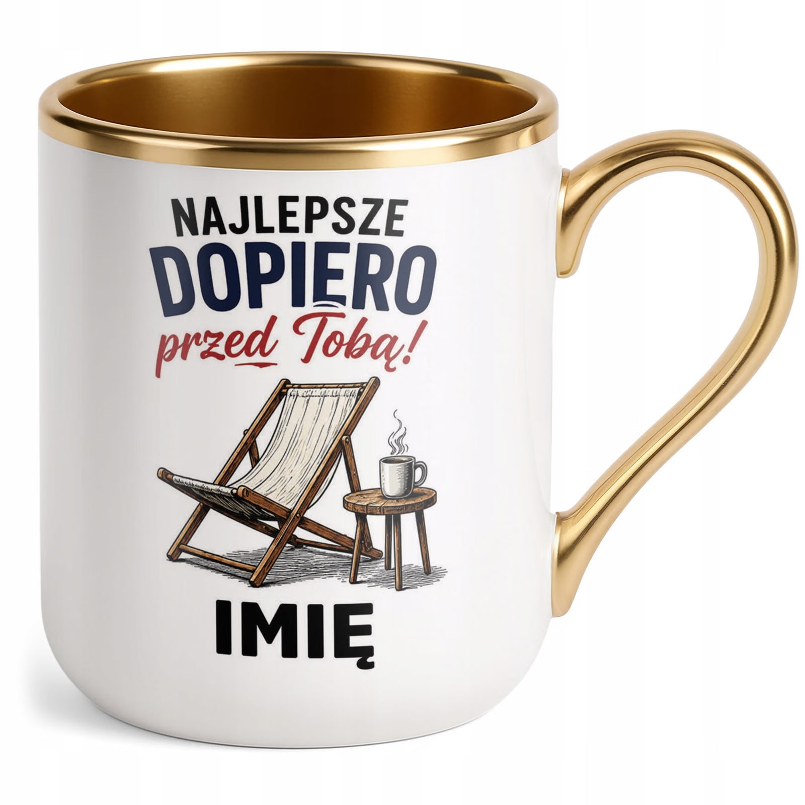 Kubek Personalizowany z nadrukiem Premium Złoty Emerytura Prezent