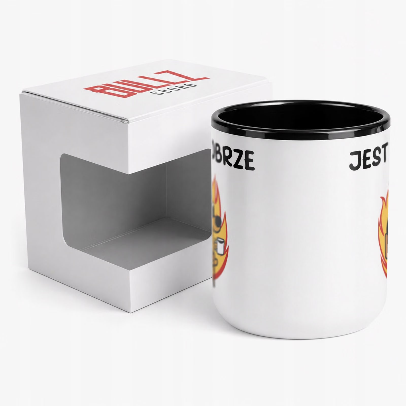 Kubek z nadrukiem Premium Czarny Jest Dobrze Upominek Prezent