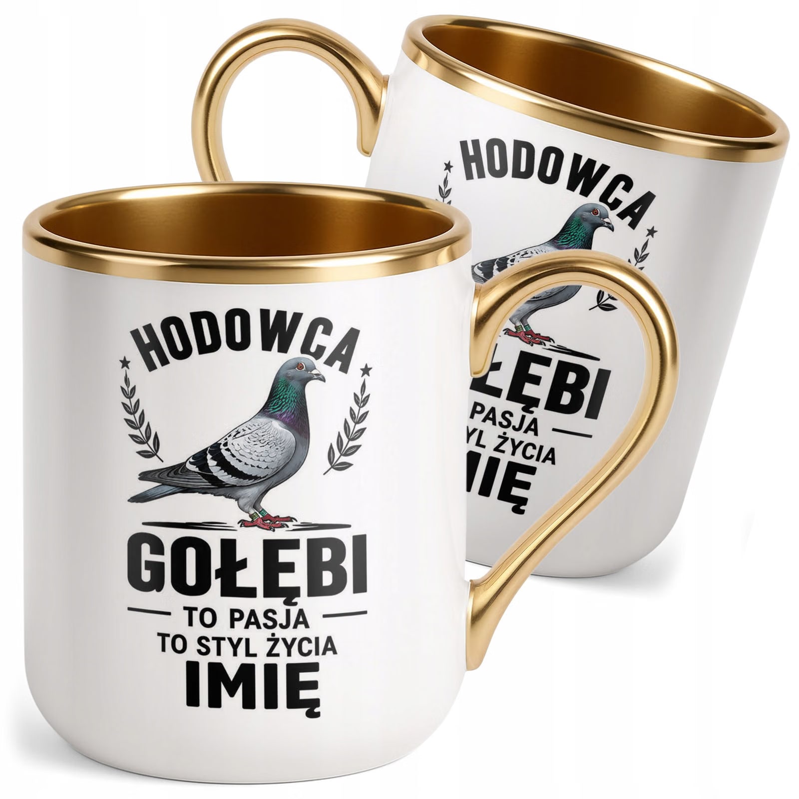 Kubek Personalizowany z nadrukiem Premium Złoty Dla Gołębiarza Prezent