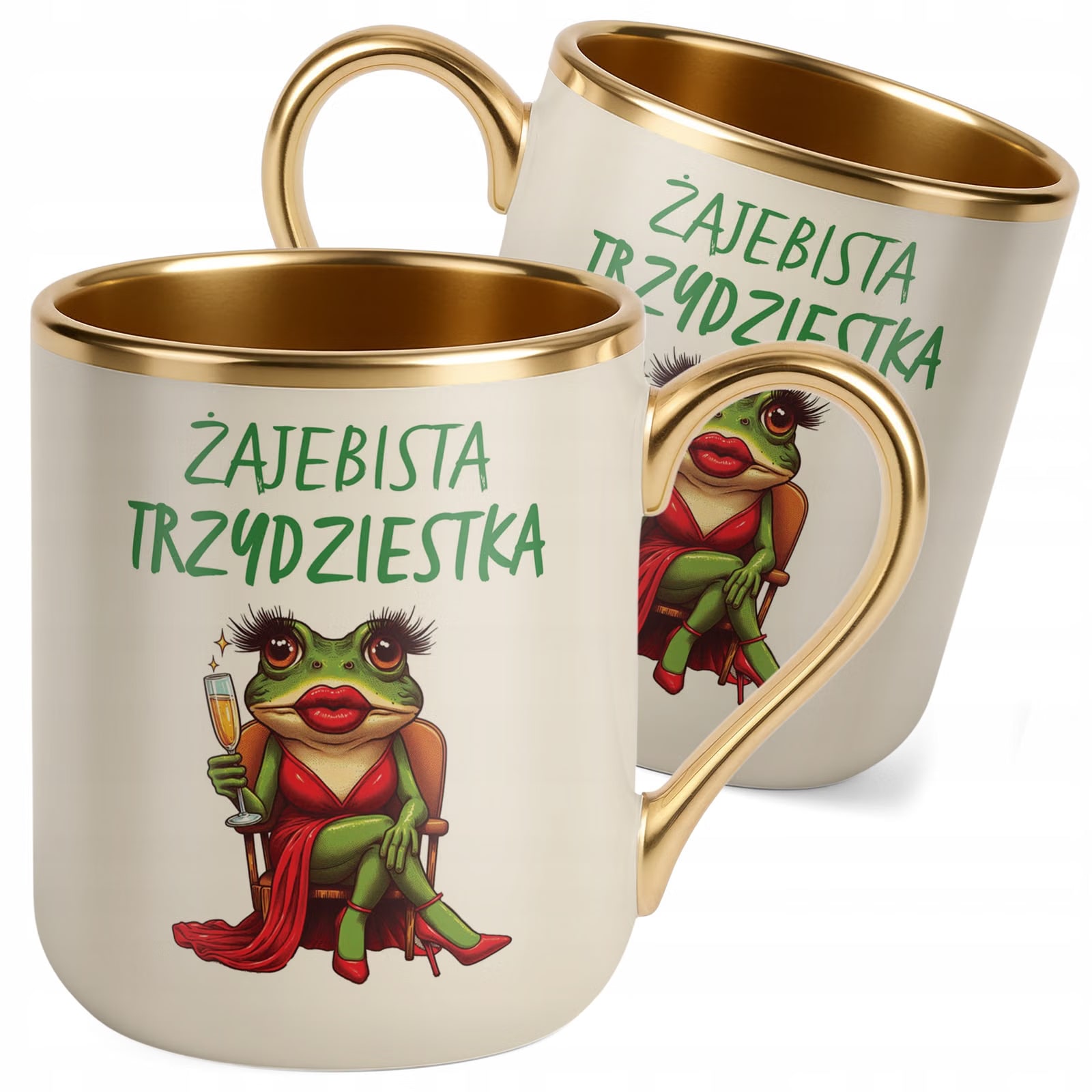 Kubek Premium Złoty Ecru Żajebista 30 Dla Kobiety Na Urodziny Prezent
