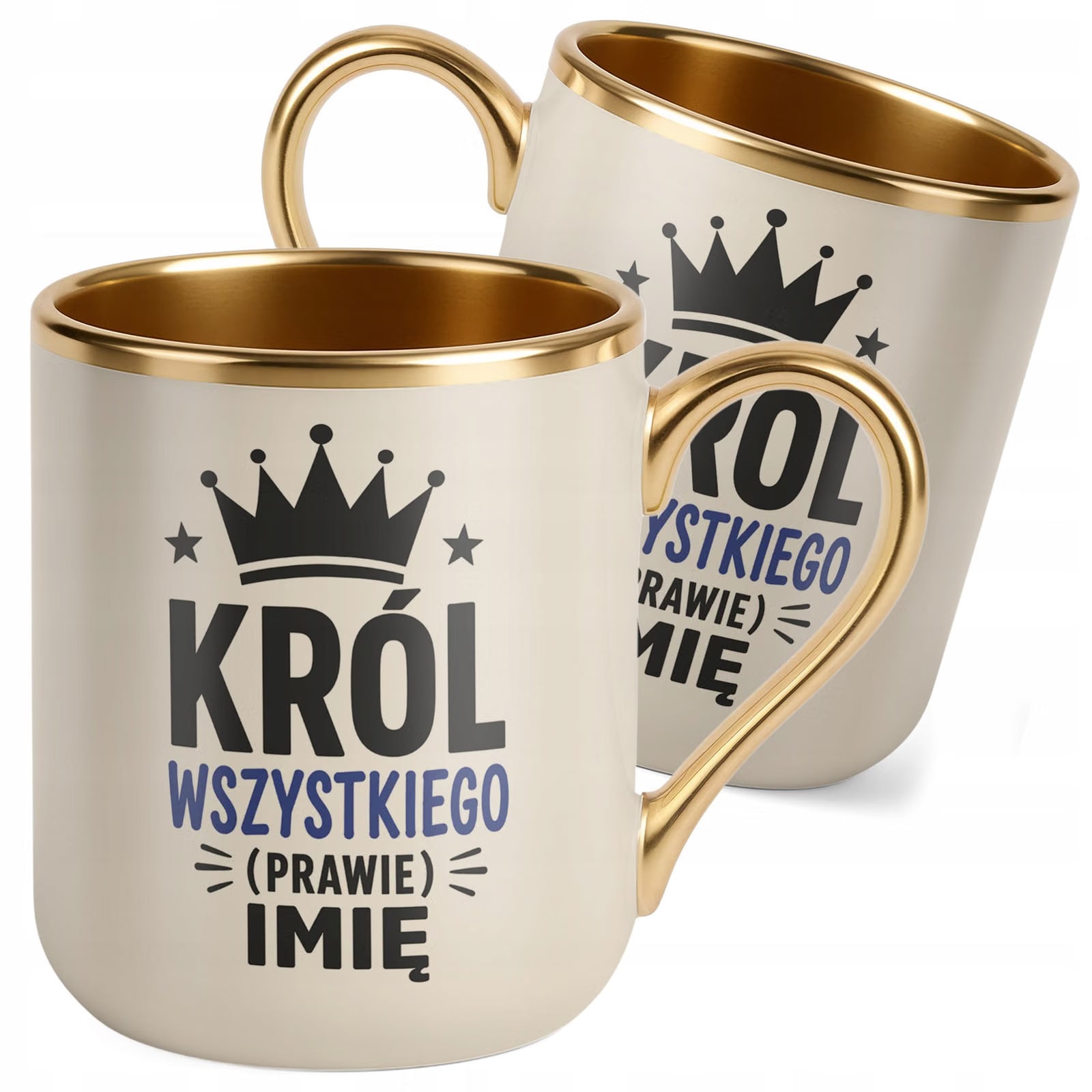 Kubek personalizowany z nadrukiem Premium Złoty Ecru Dzień Chłopaka