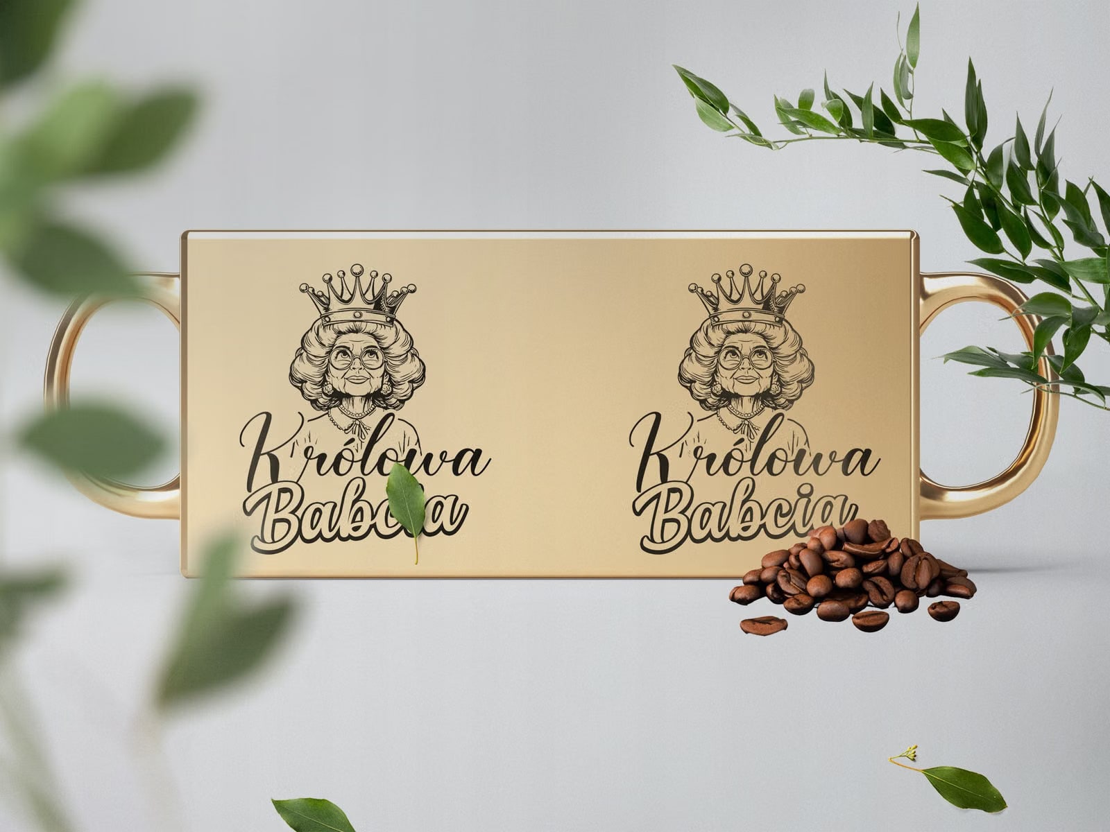 Kubek ceramiczny Złoty 330 ml Dzień Babci Prezent Upominek Królowa Babcia