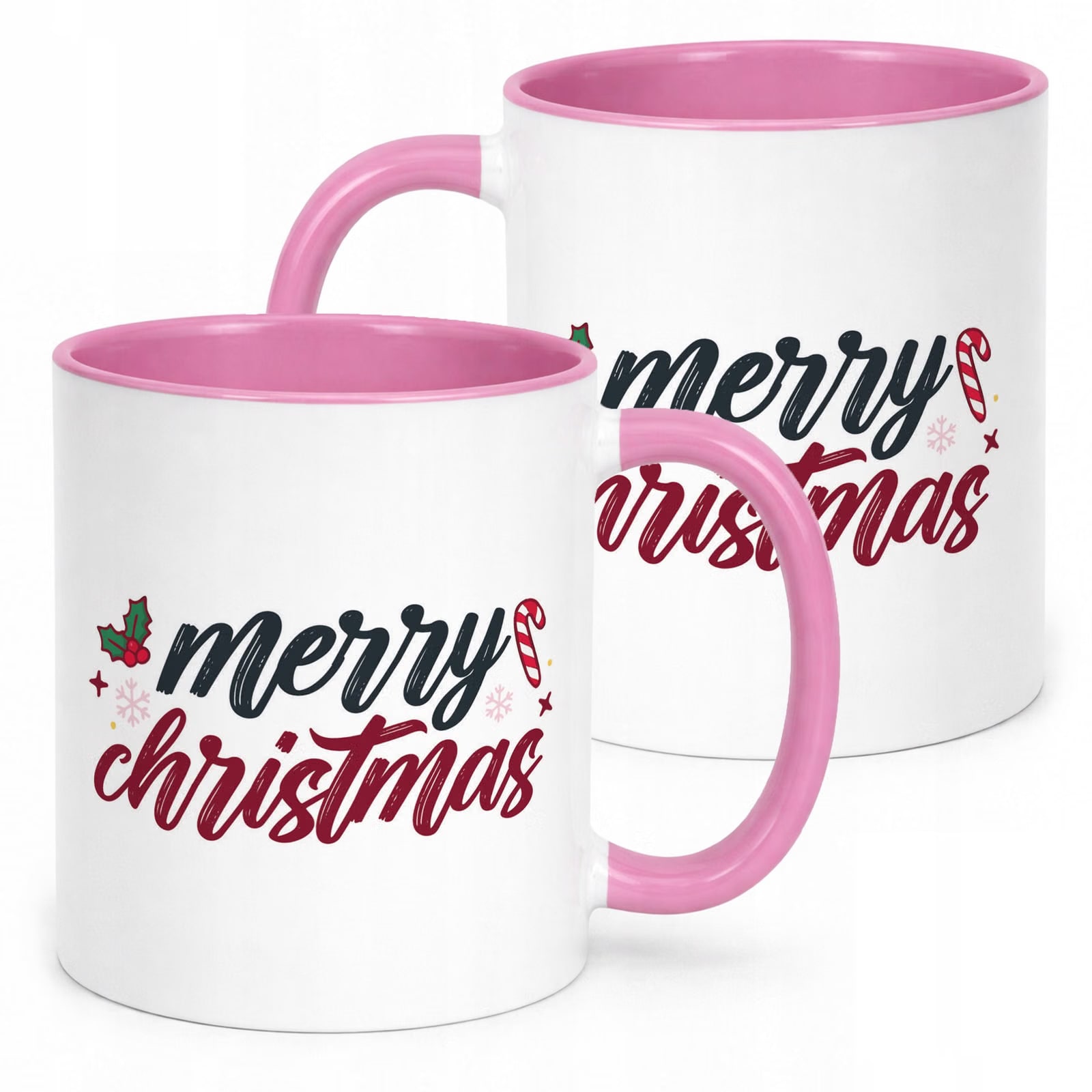 Kubek Różowy z Nadrukiem Boże Narodzenie Mikołajki Merry Christmas Prezent