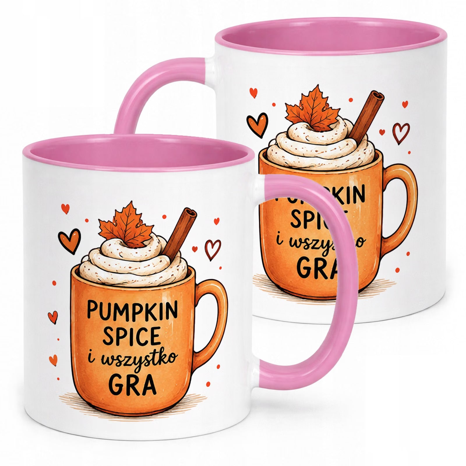 Różowy Kubek z nadrukiem Jesienny Jesień Pumpkin Spice Prezent