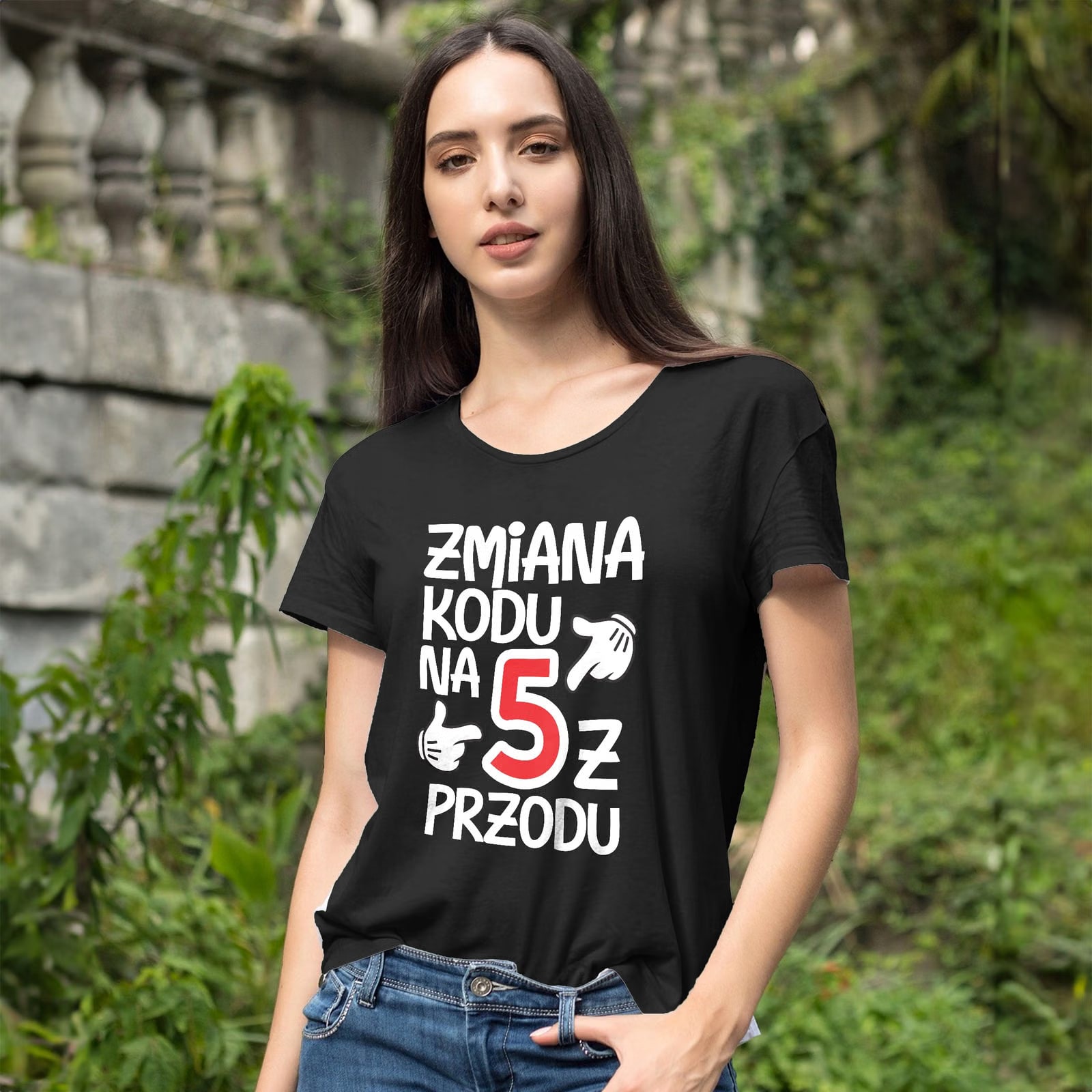 Koszulka damska czarna Zmiana Kodu Na 50 Urodziny Prezent Upominek