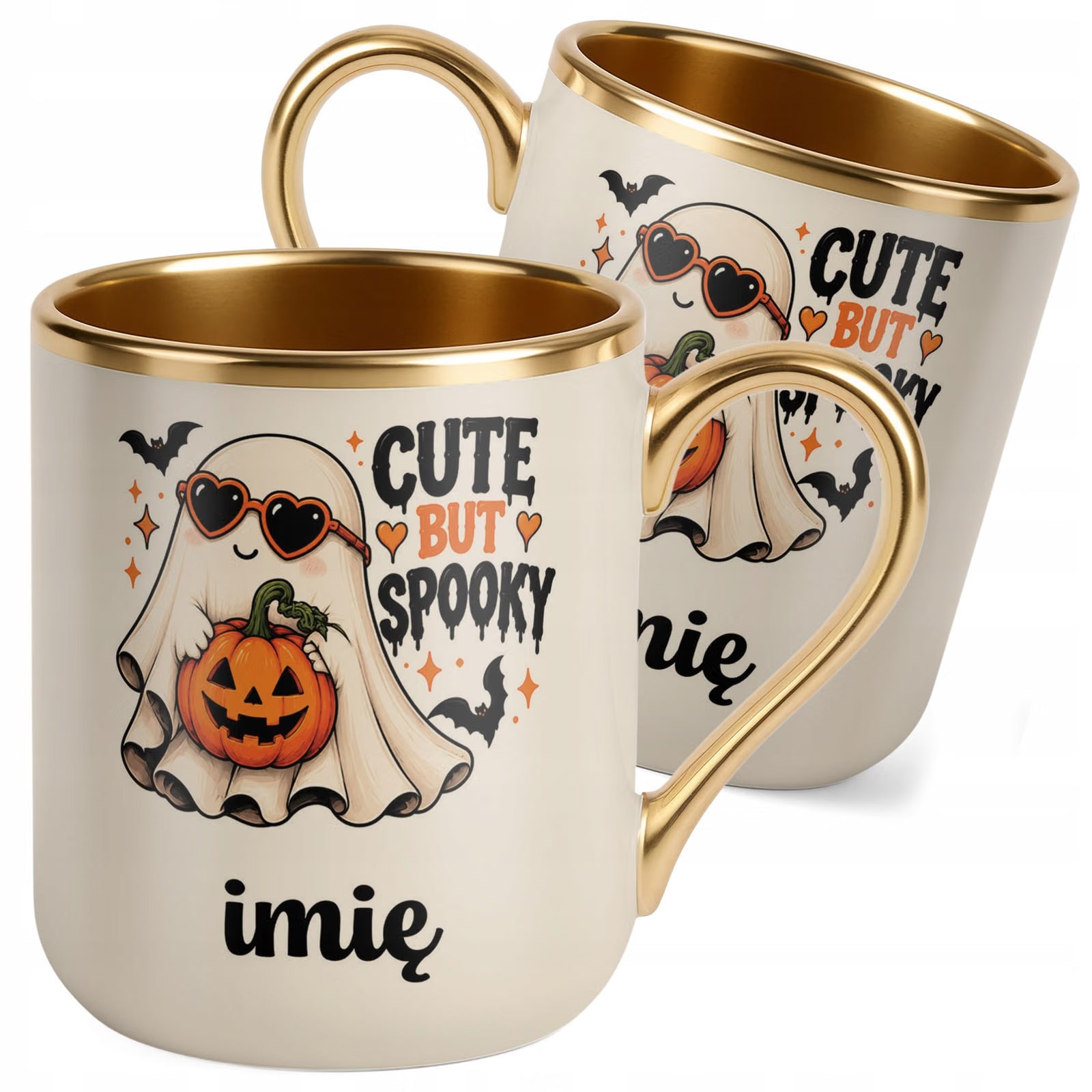Kubek Personalizowany Premium Złoty Ecru z Nadrukiem Halloween