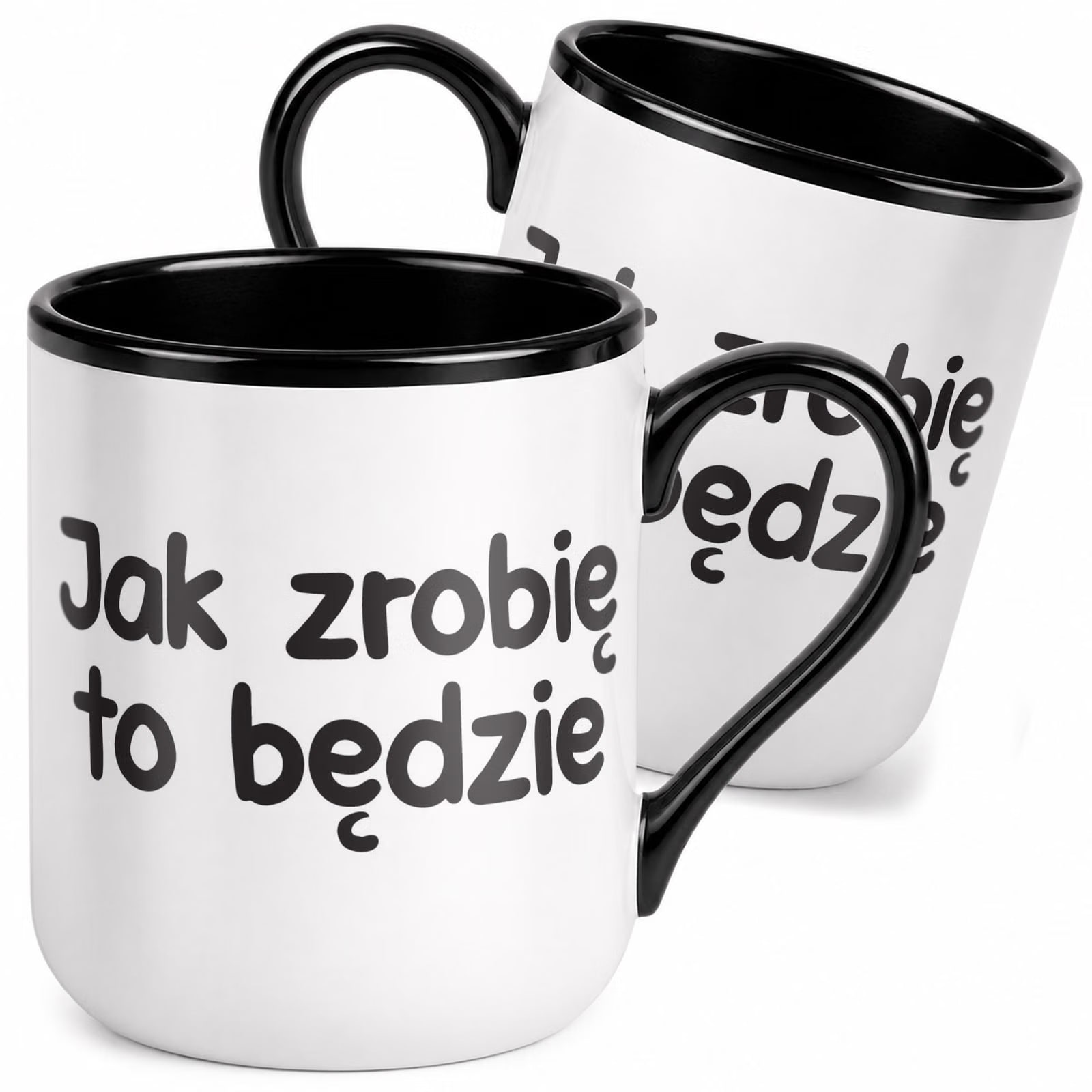 Kubek z nadrukiem Premium Czarny Jak Zrobię Tak Będzie Upominek Prezent