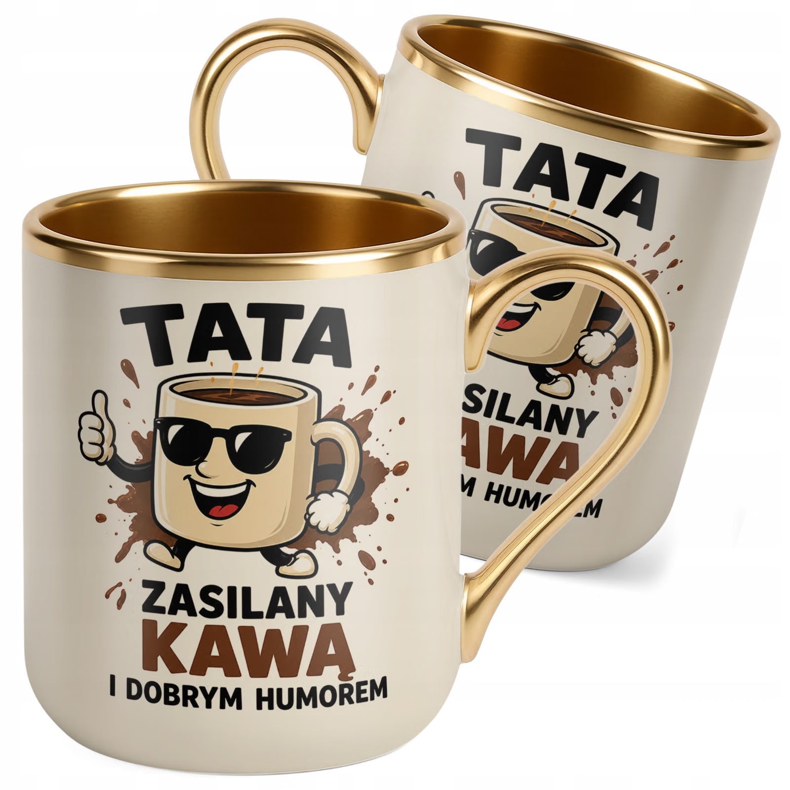 Kubek Premium Złoty Ecru Dzień Ojca prezent dla taty upominek dla taty