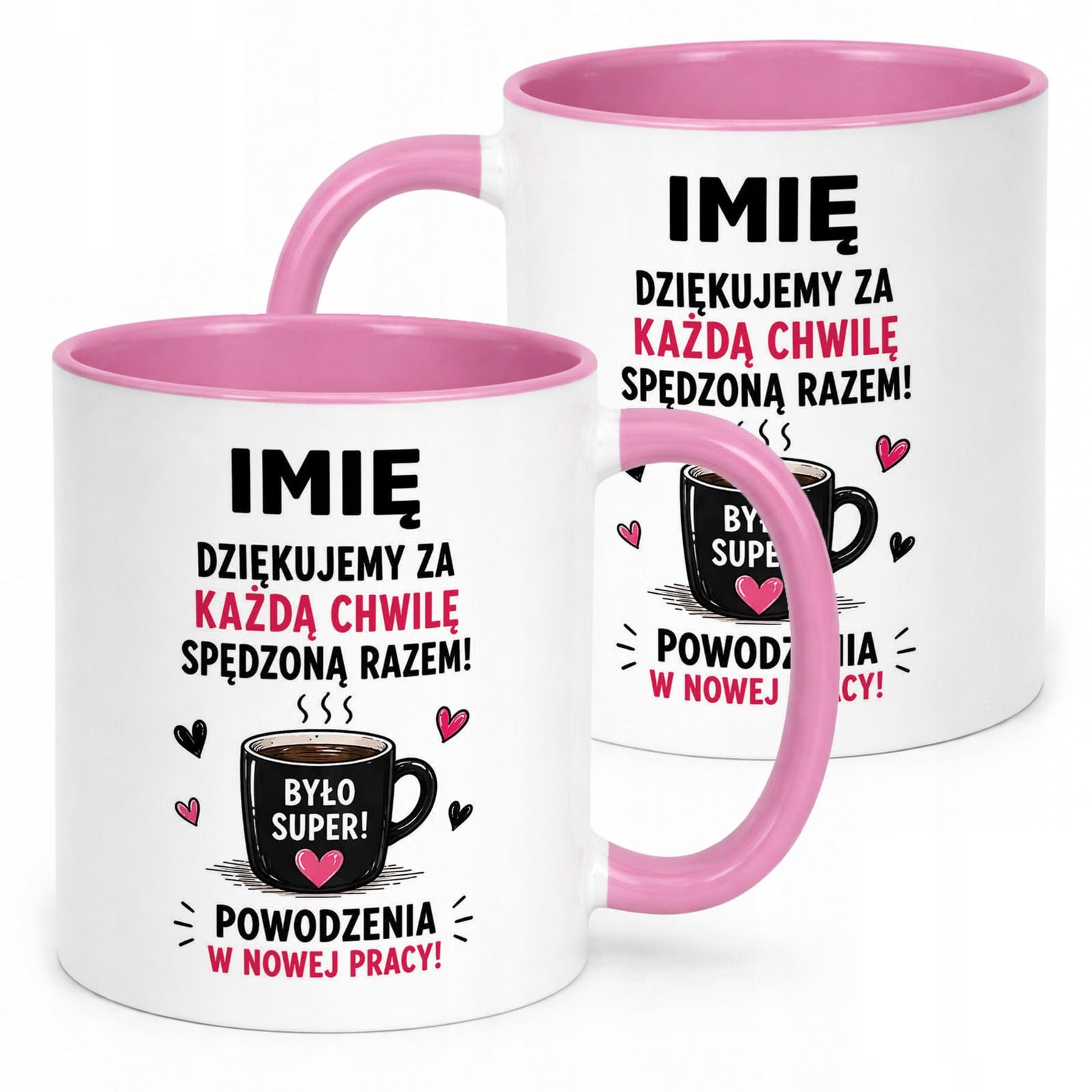 Kubek Różowy Personalizowany z Nadrukiem Pożegnanie Odejście z Pracy