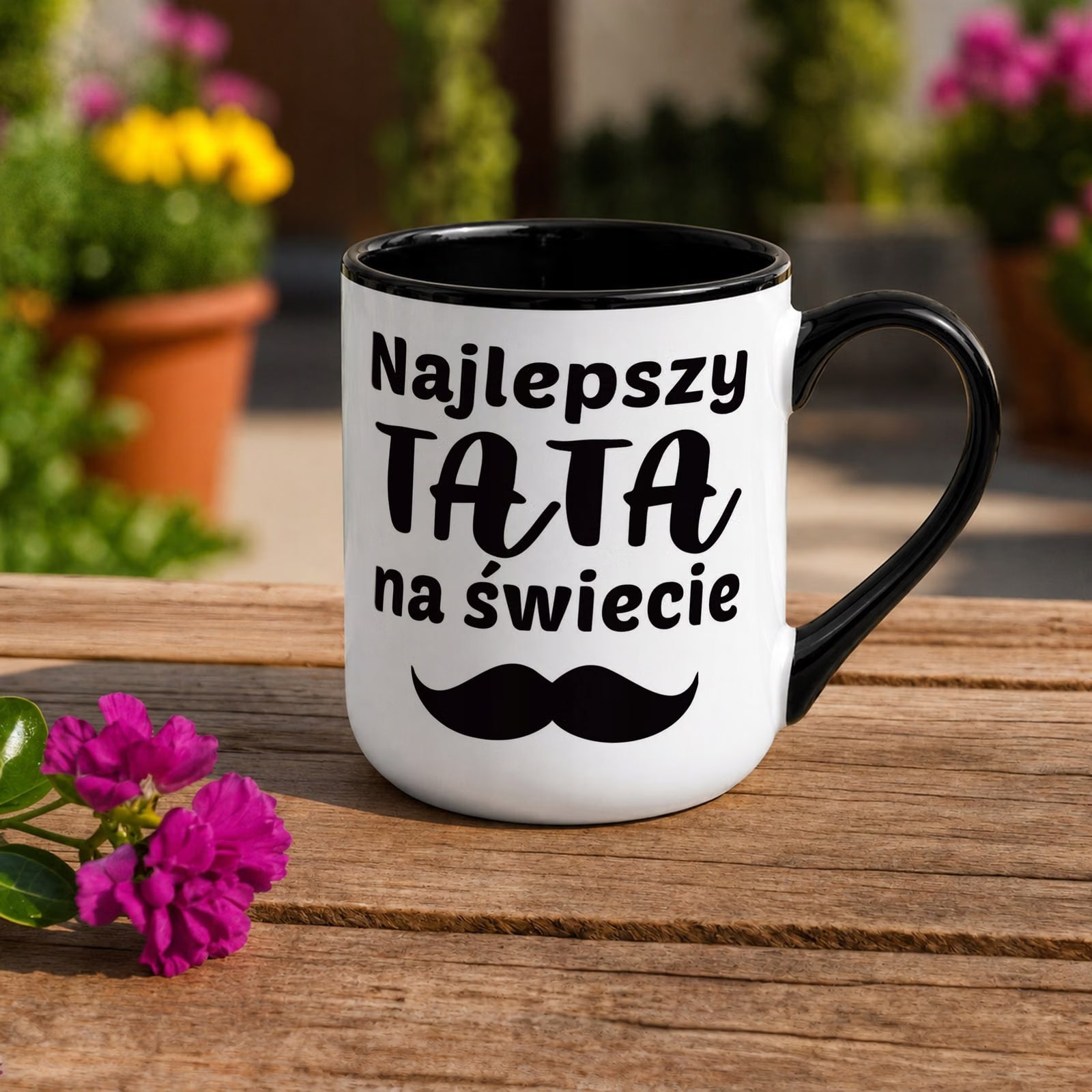 Kubek z nadrukiem Premium Czarny Dla Taty Dzień Ojca Upominek Prezent