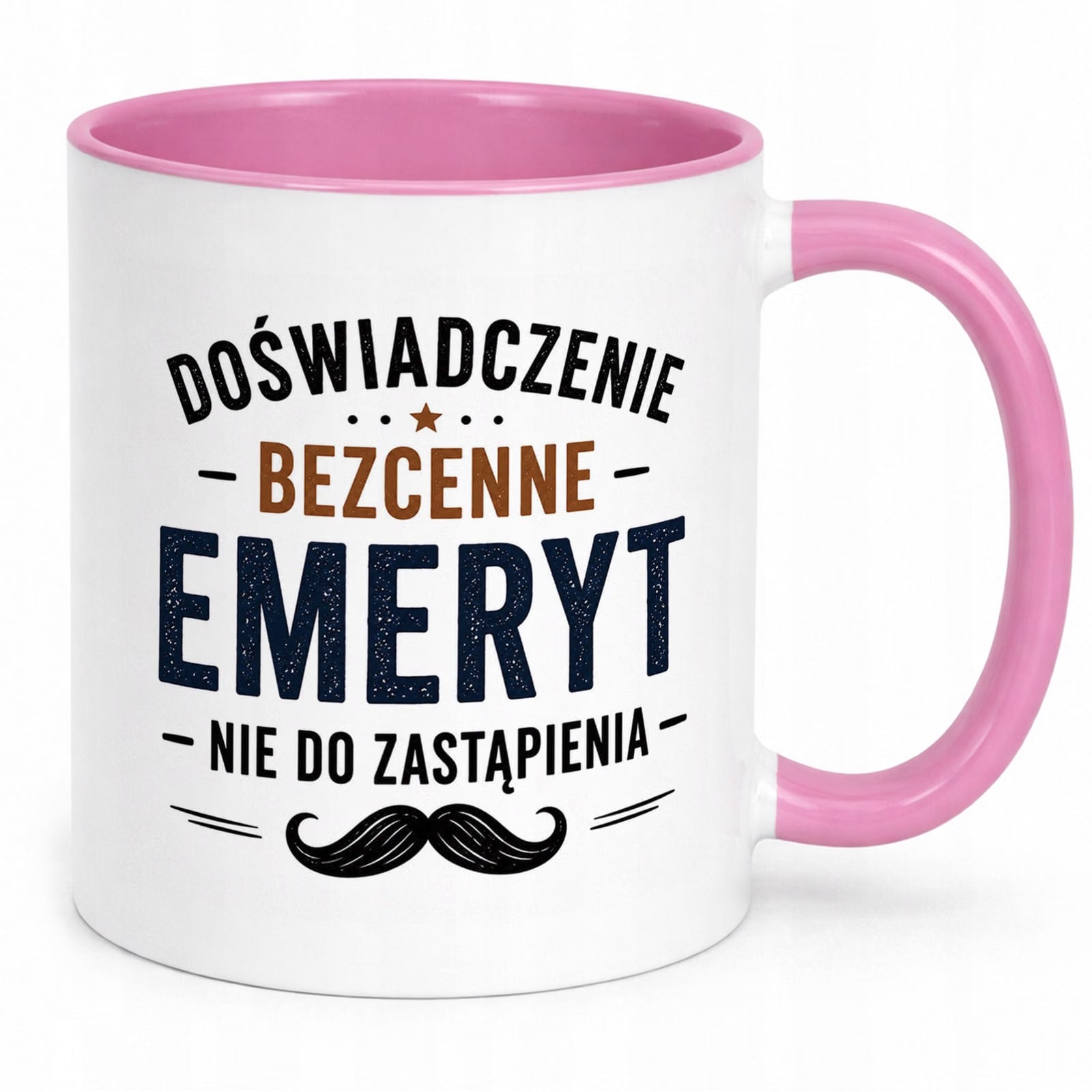 Kubek Różowy z nadrukiem Emerytura Dla Emeryta Upominek Prezent