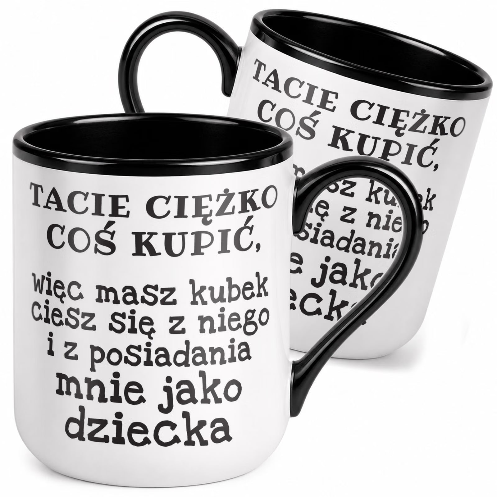 Kubek z nadrukiem Premium Czarny Dla Taty Dzień Ojca Upominek Prezent