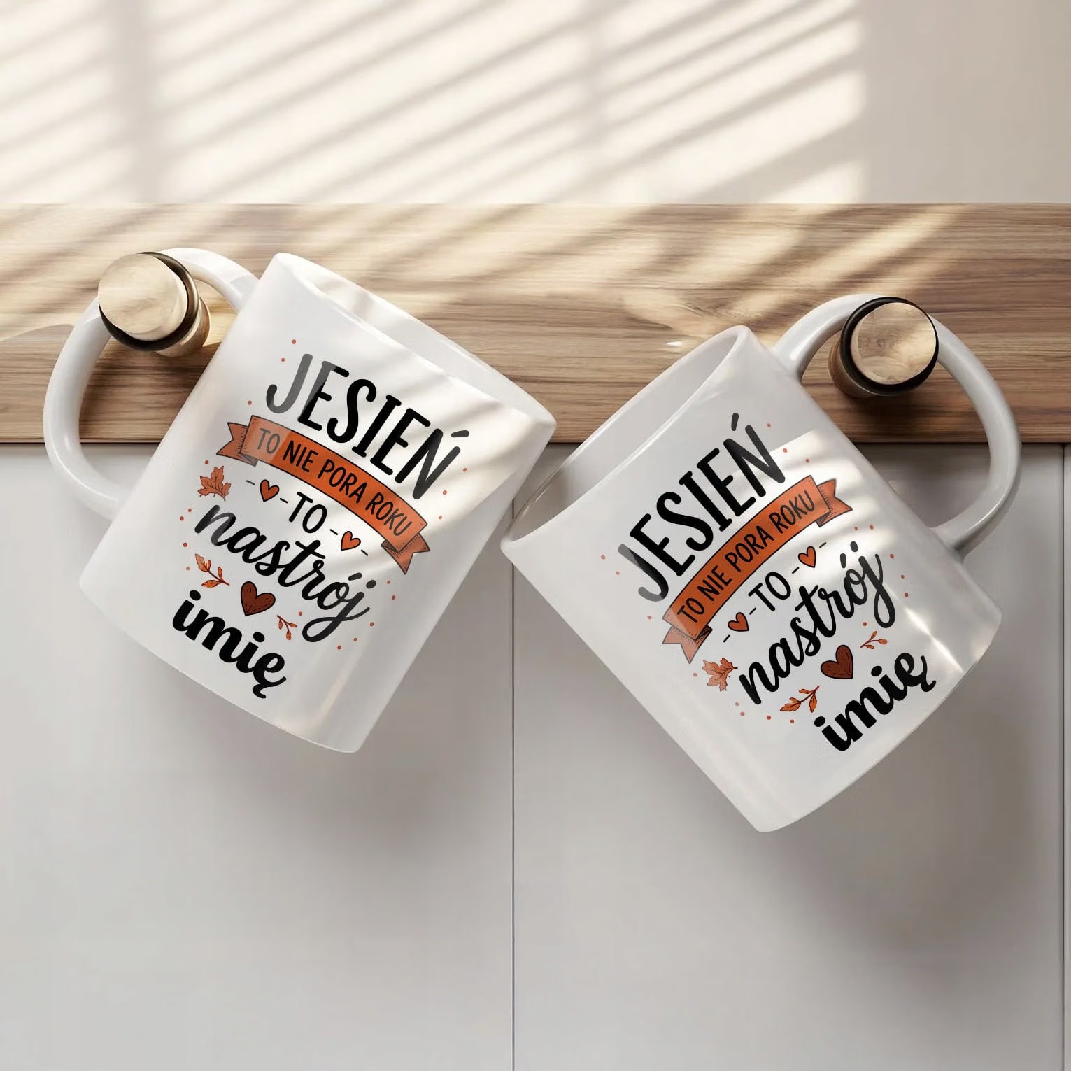Zestaw Personalizowany Kubek Biały Poduszka Jesień Jesienny Z Nadrukiem