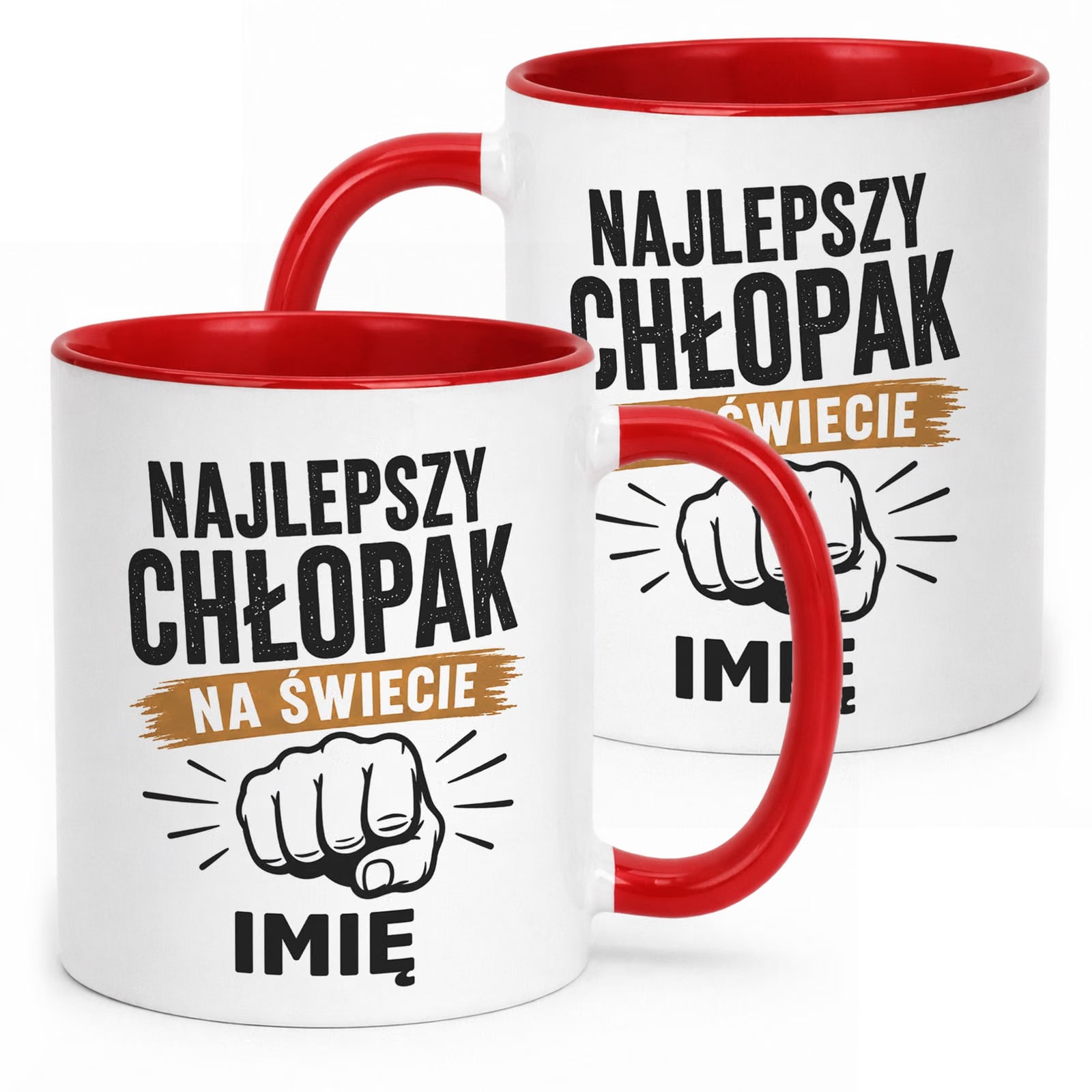 Czerwony Kubek personalizowany z nadrukiem Dzień Chłopaka Mężczyzny Prezent