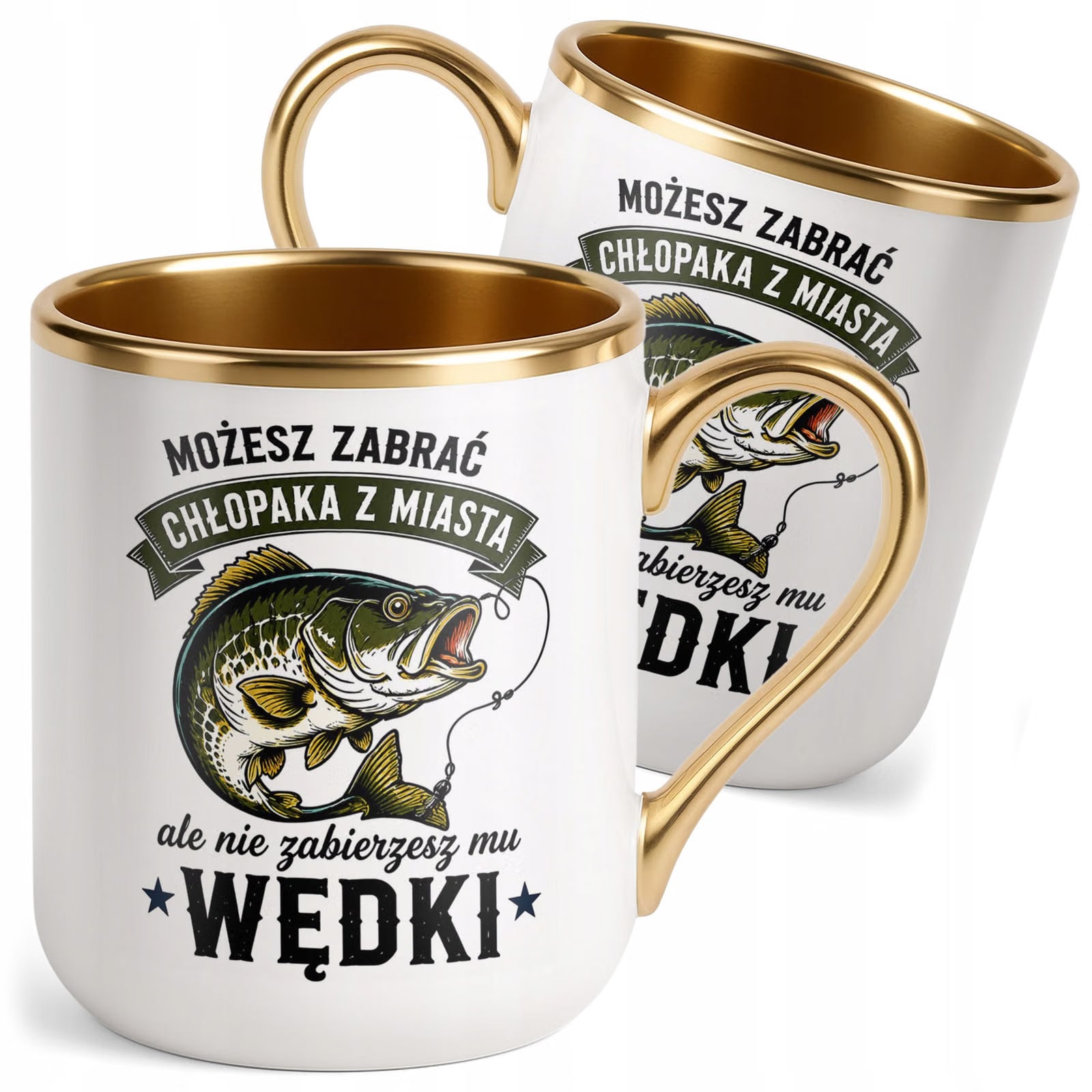 Kubek z nadrukiem Premium Złoty Dla Wędkarza Rybaka Prezent